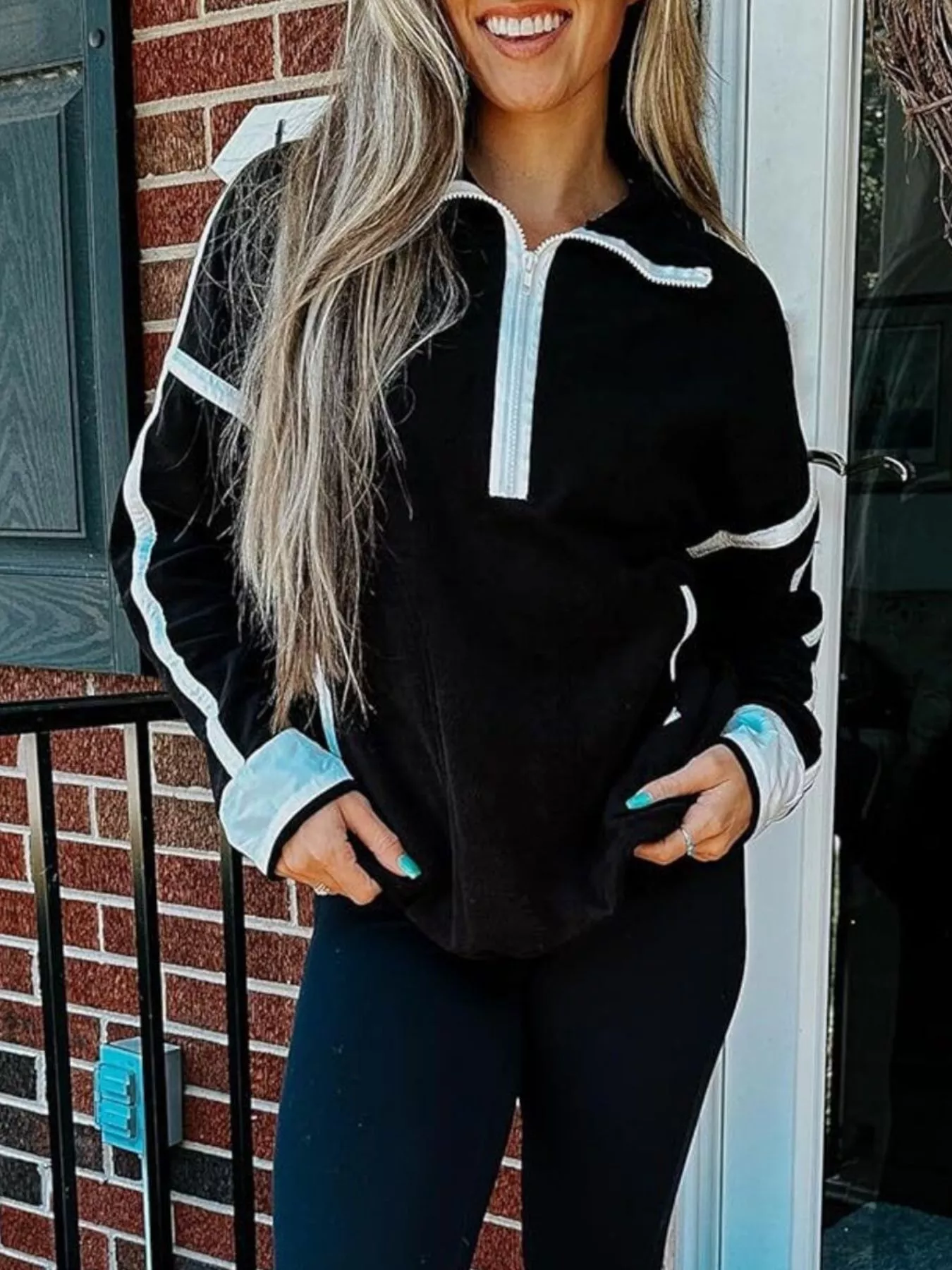 Half Zip Dropped Shoulder Sweatshirt - Image 4