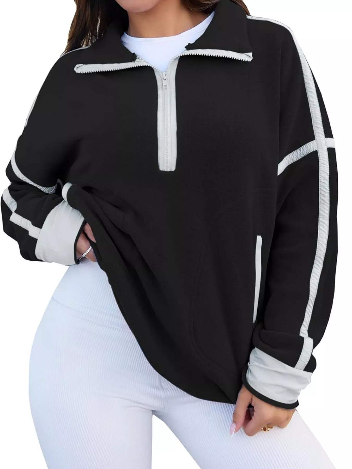 Half Zip Dropped Shoulder Sweatshirt - Image 5
