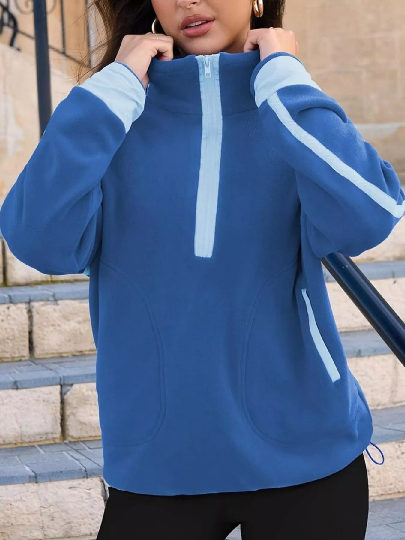 Half Zip Dropped Shoulder Sweatshirt - Image 7