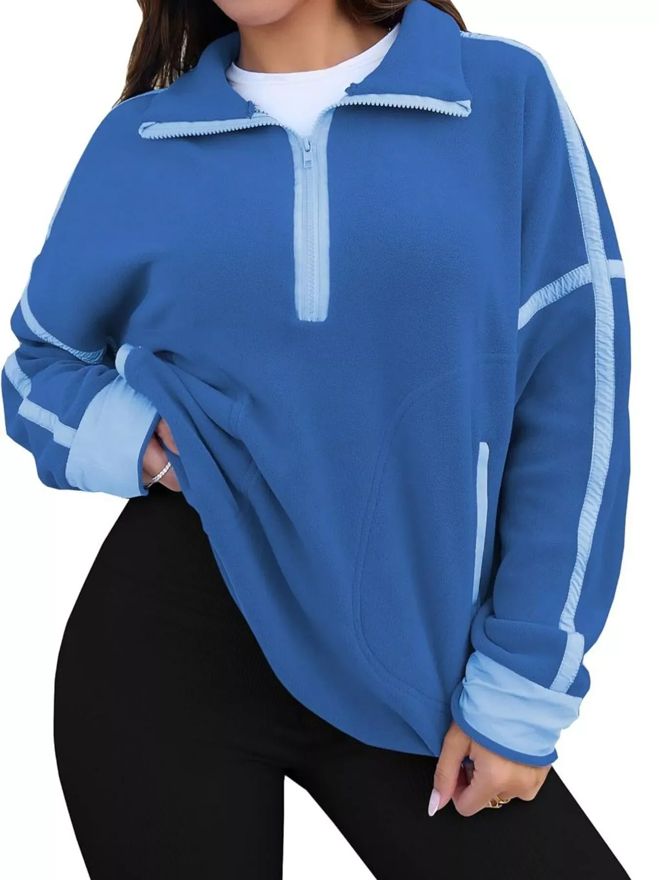 Half Zip Dropped Shoulder Sweatshirt - Image 9