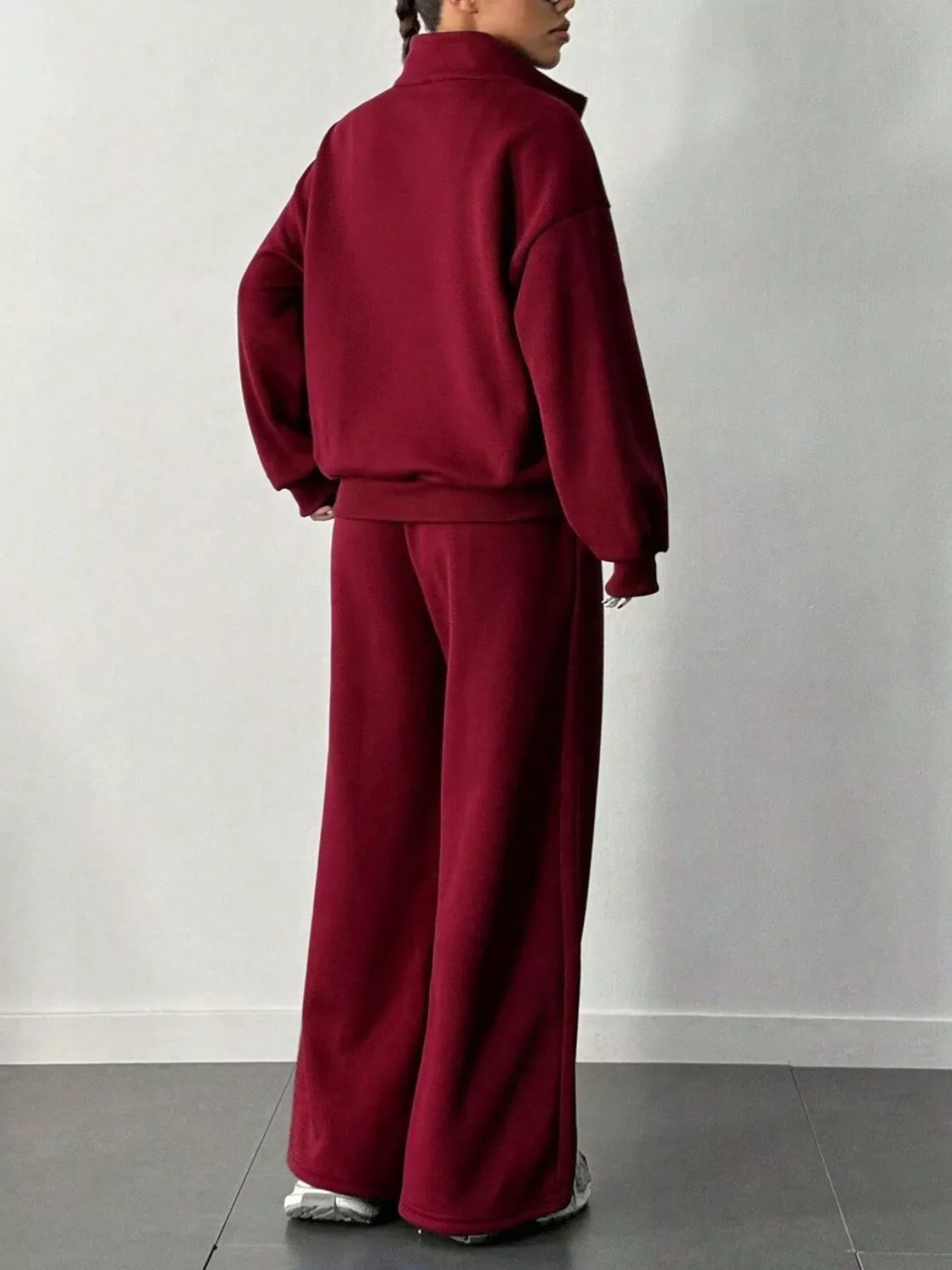Half-Zip Long Sleeve Sweatshirt and Pants Set - Image 11