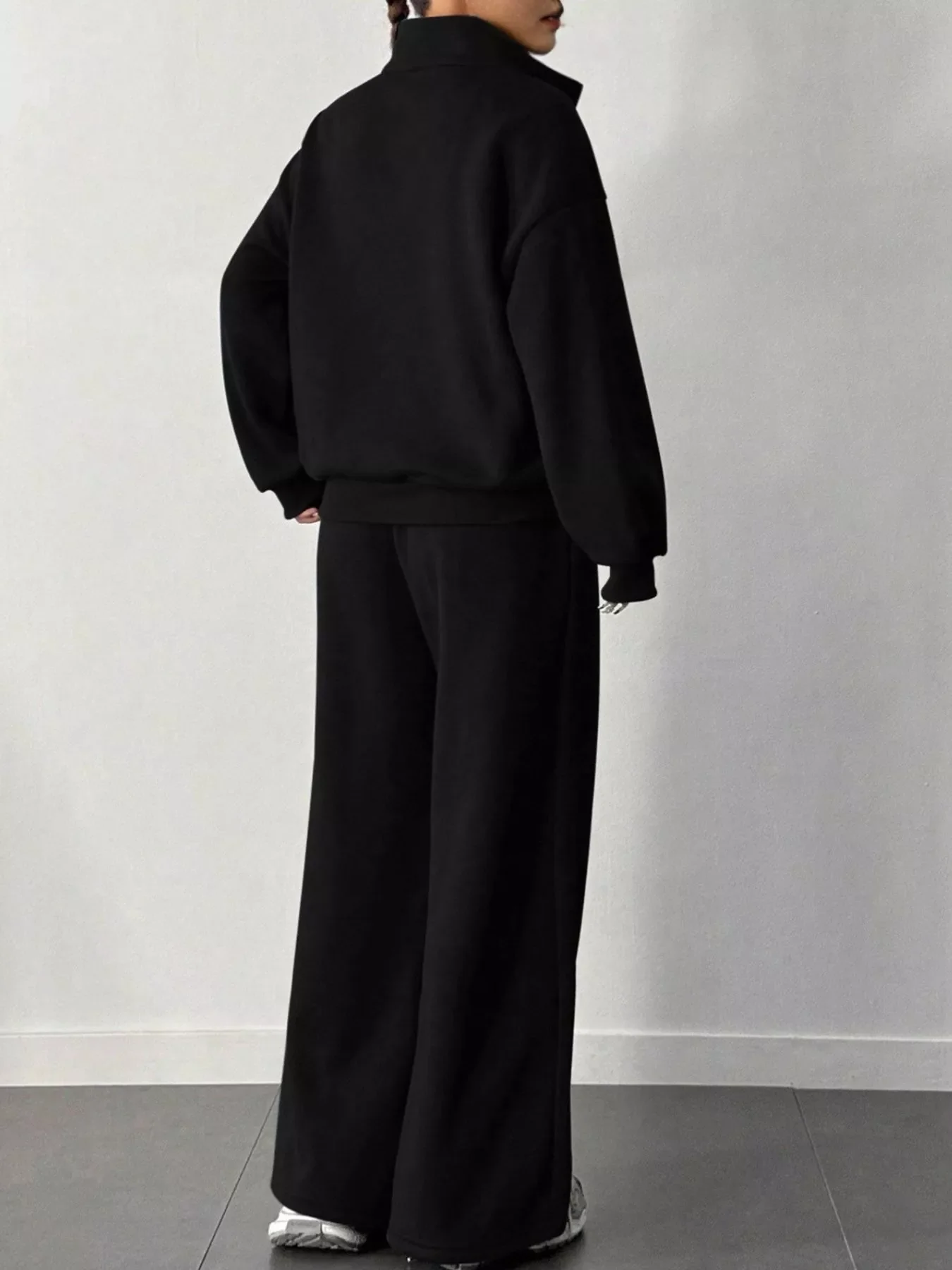 Half-Zip Long Sleeve Sweatshirt and Pants Set - Image 5