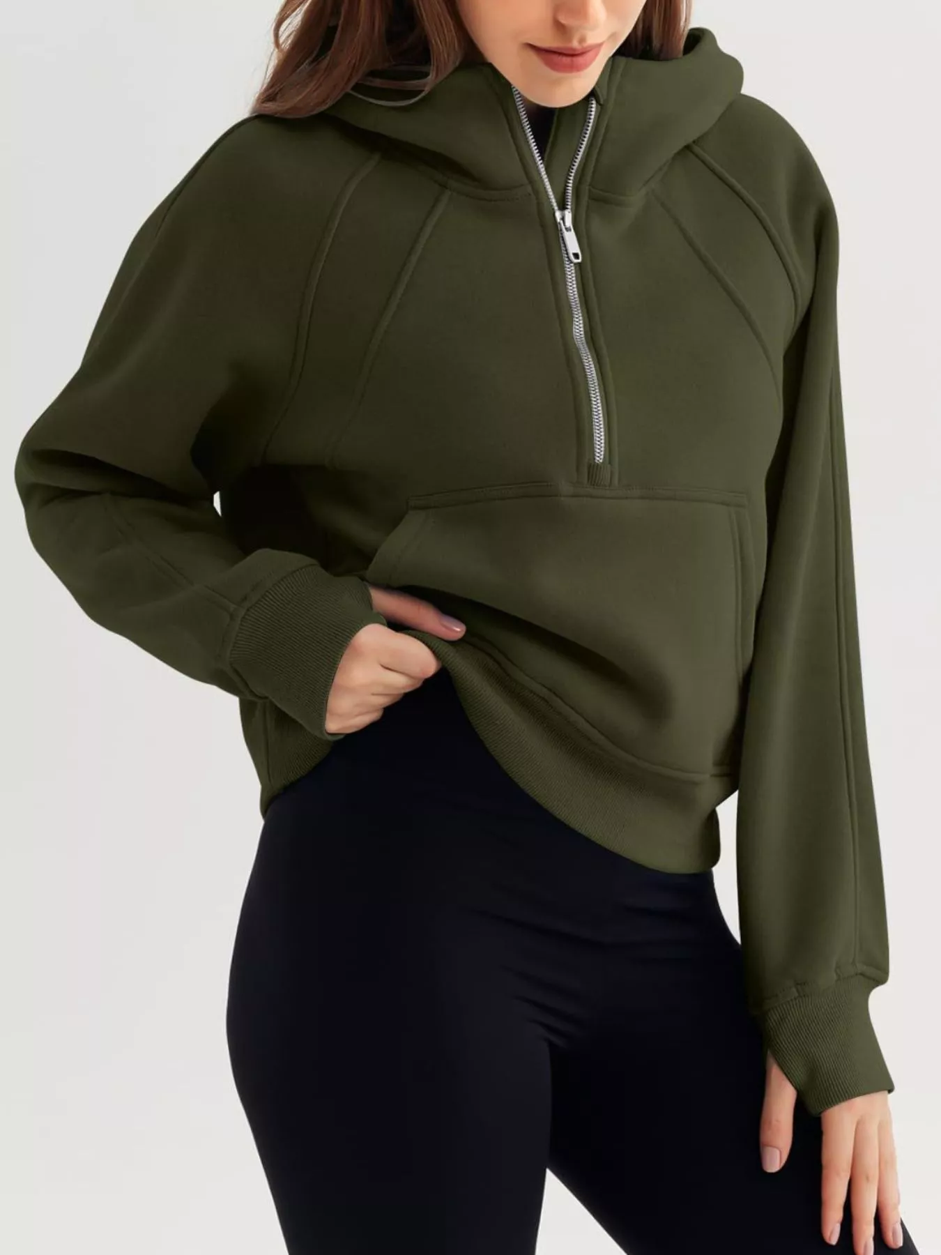 Half Zip Raglan Sleeve Hoodie - Image 8
