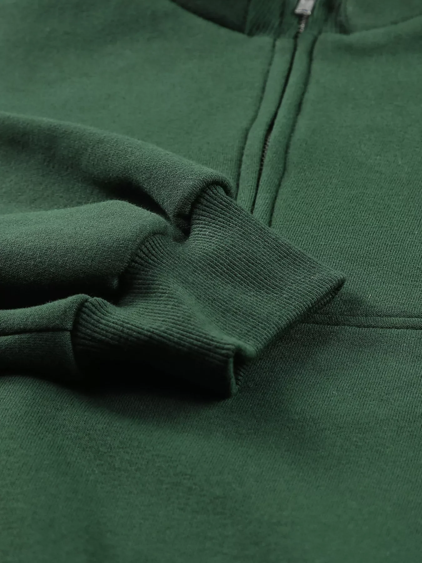 Half Zip Stand Collar Exposed Seam Solid Color Casual Sweatshirt - Image 9