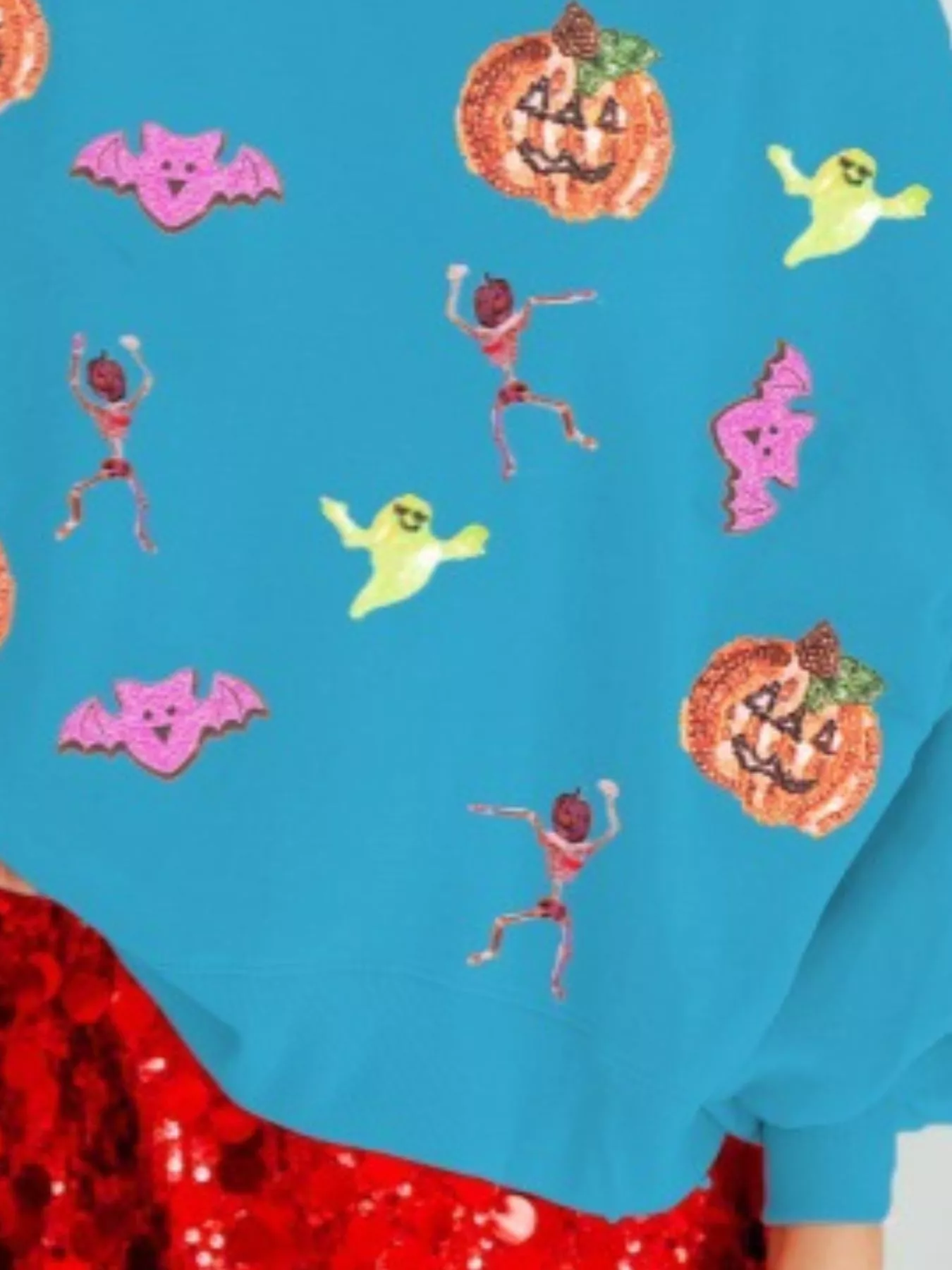 Halloween Sequin Round Neck Long Sleeve Sweatshirt - Image 12