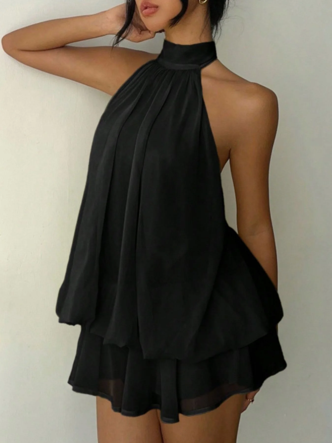 Halter Neck Layered Mini Dress - Image 16