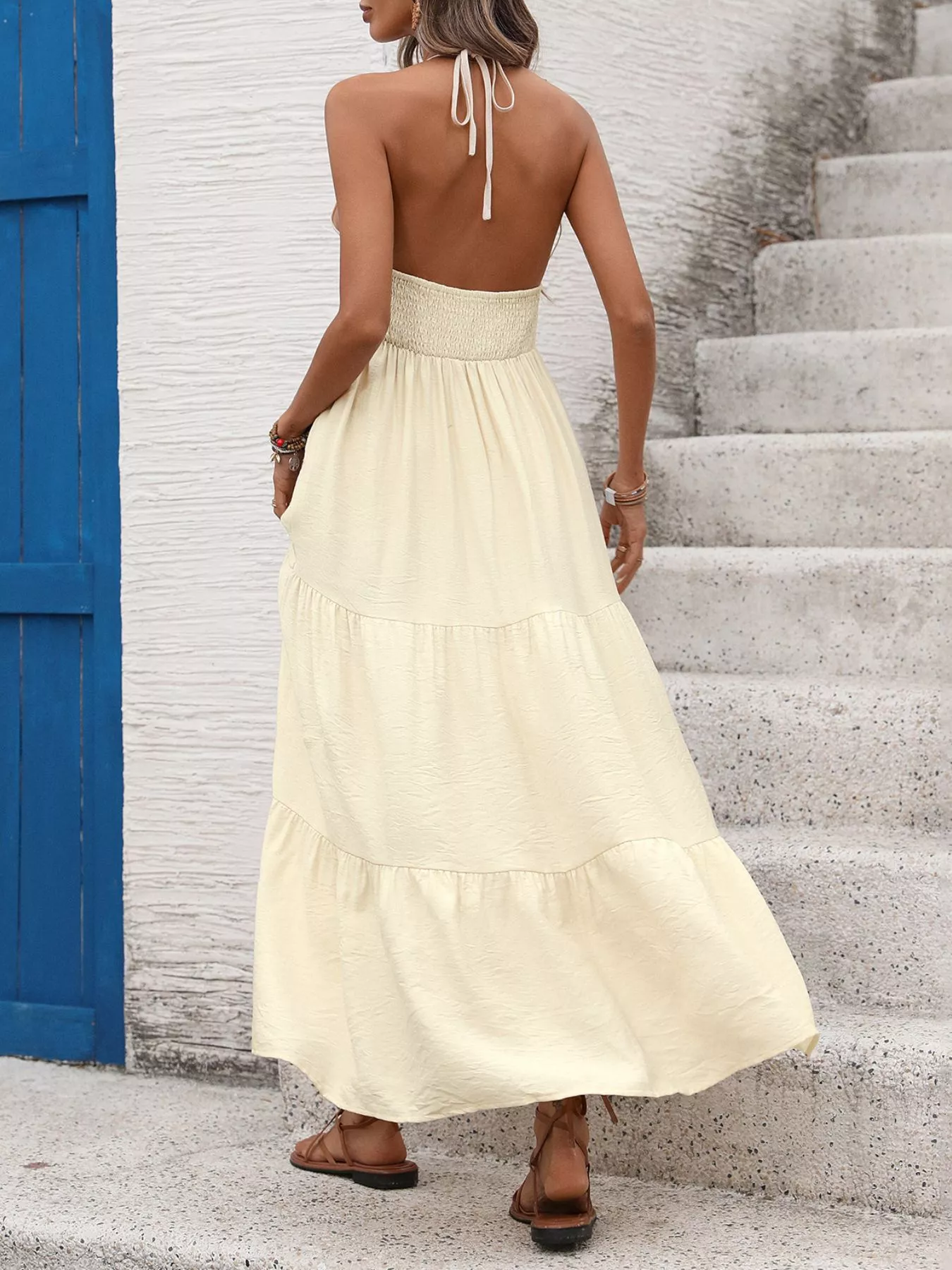 Halter Neck Tiered Maxi Dress - Image 4