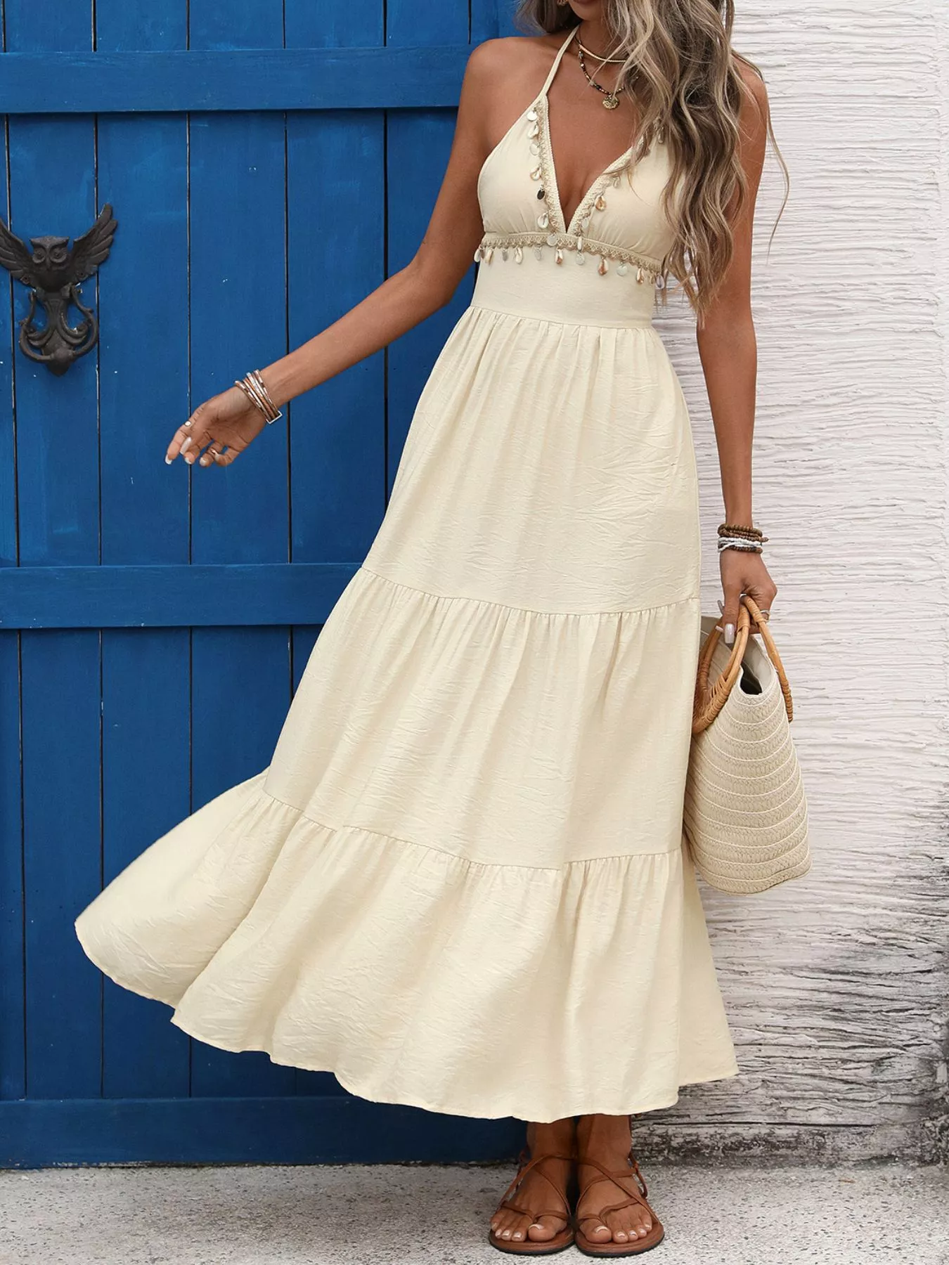 Halter Neck Tiered Maxi Dress - Image 6
