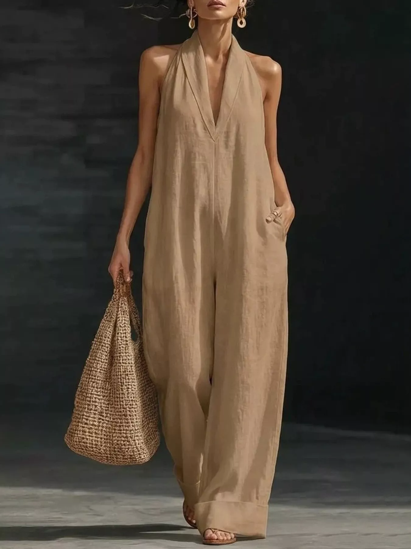 Halter Neck Wide-Leg Jumpsuit - Image 4