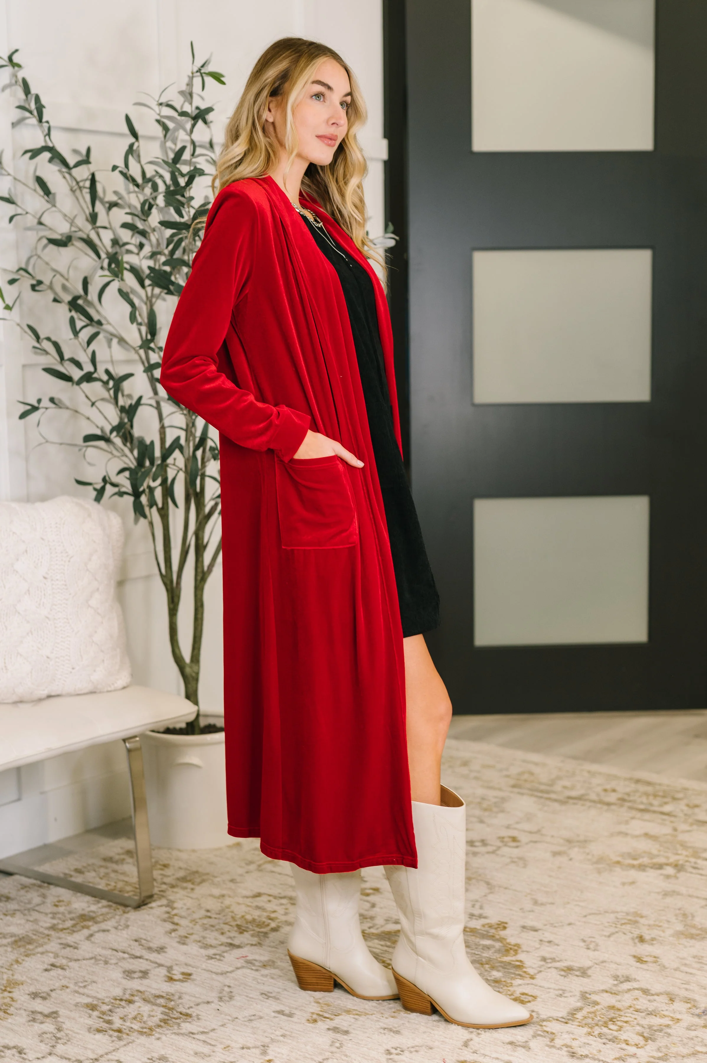 Happy Hours Long Velvet Cardigan - Image 3