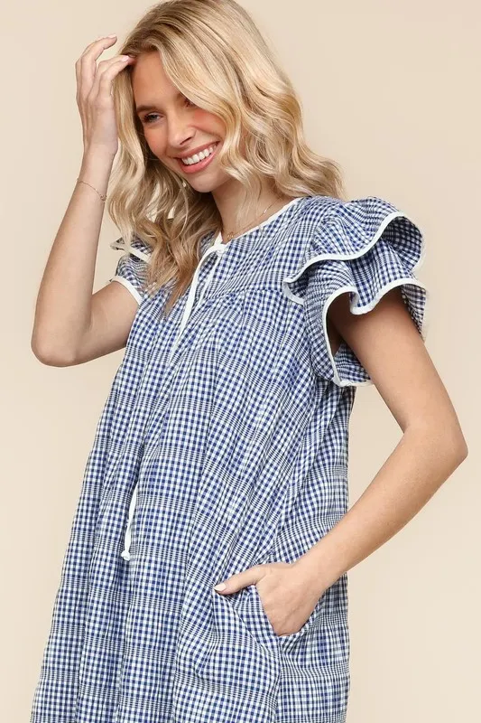 Haptics Double Ruffle Sleeve Dress with Side Pockets - Image 8