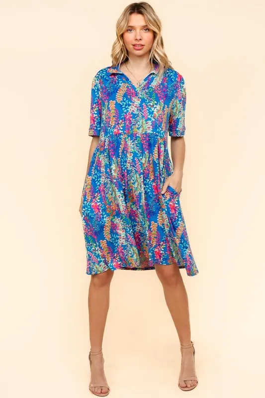 Haptics Johnny Collar Babydoll Dress with Side Pockets