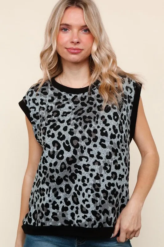 Haptics Leopard Print Dolman Cap Sleeve Knit Top - Image 4