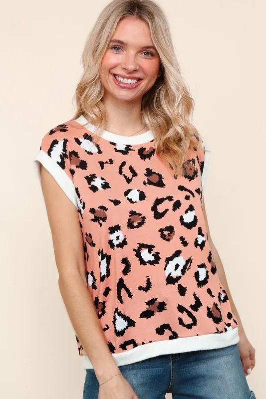 Haptics Leopard Print Dolman Cap Sleeve Knit Top - Image 4
