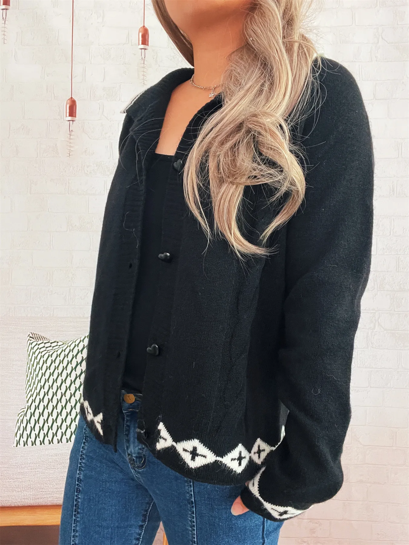 Heart Button Long Sleeve Cardigan - Image 7