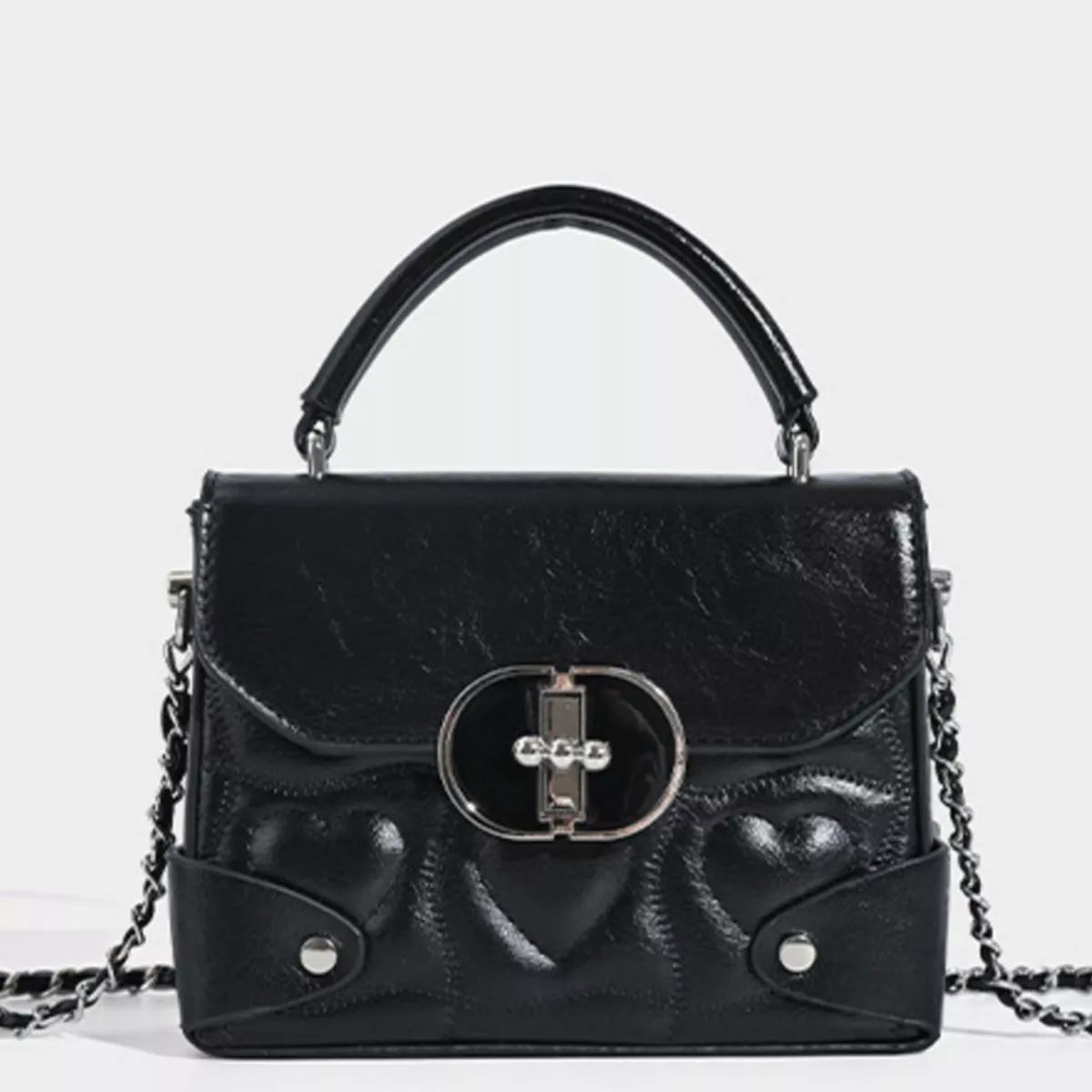 Heart-Embossed Flap Crossbody Bag - Image 4