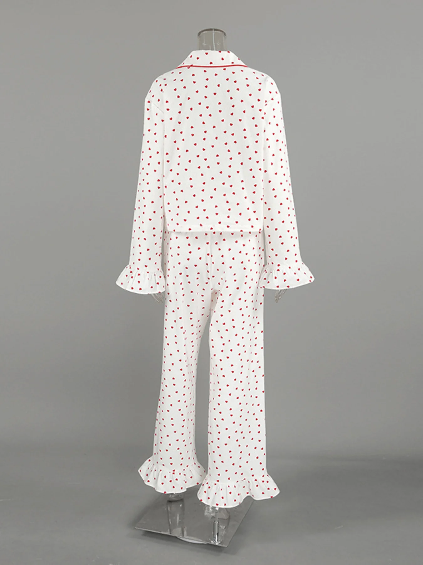 Heart Print Long Sleeve Top and Pants Lounge Set - Image 8