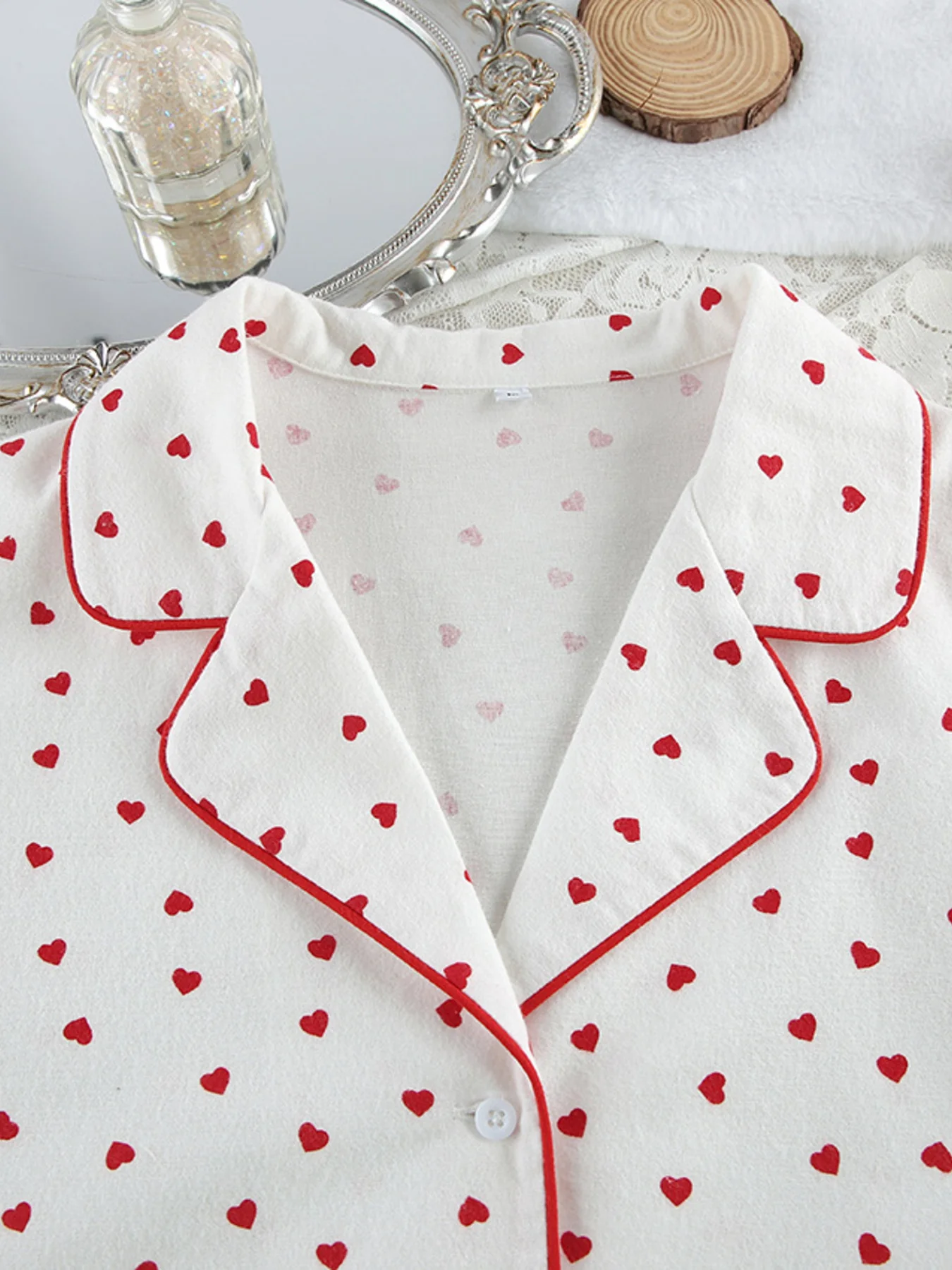 Heart Print Long Sleeve Top and Pants Lounge Set - Image 9