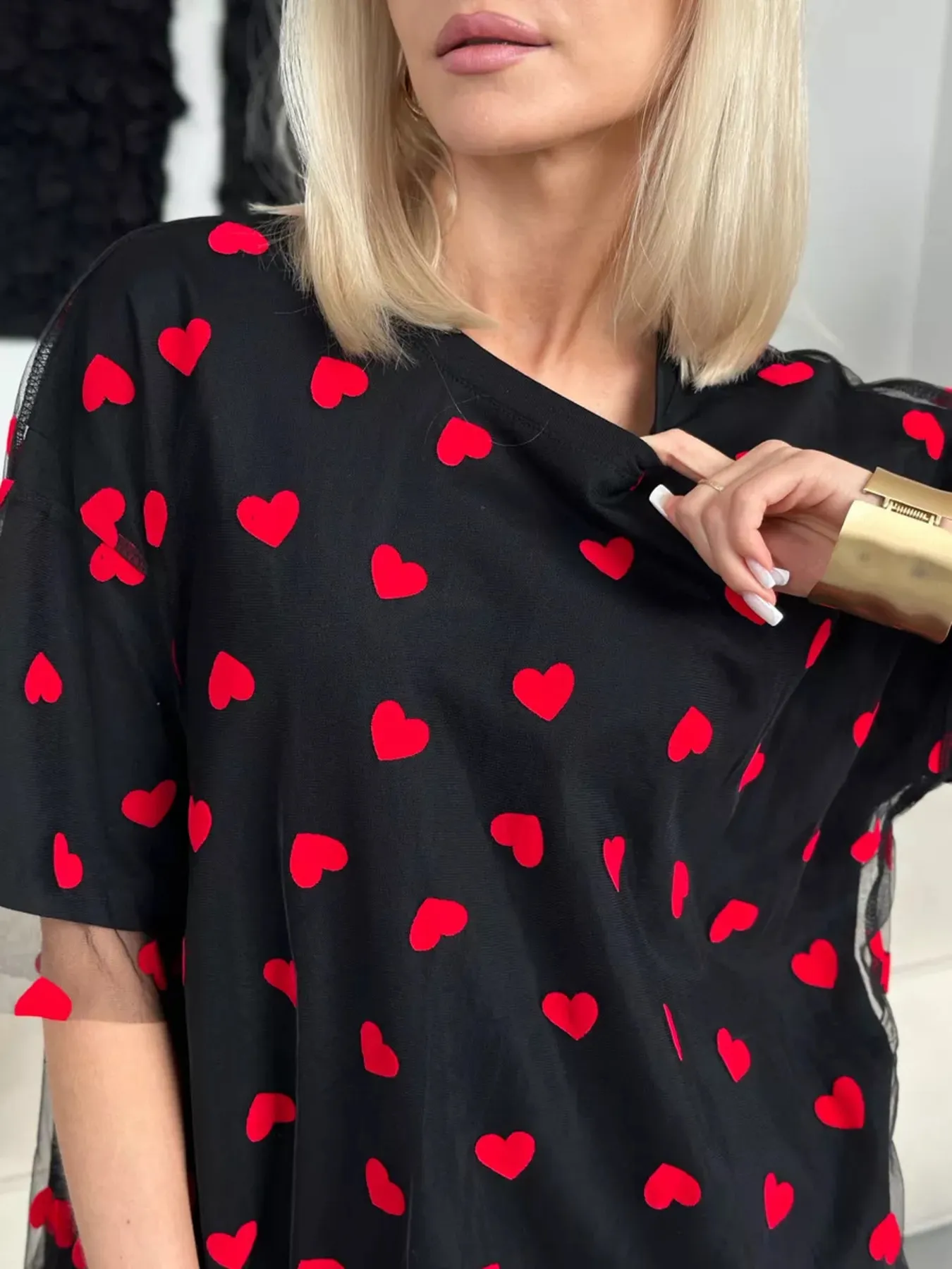 Heart Print Oversized T-Shirt - Image 3