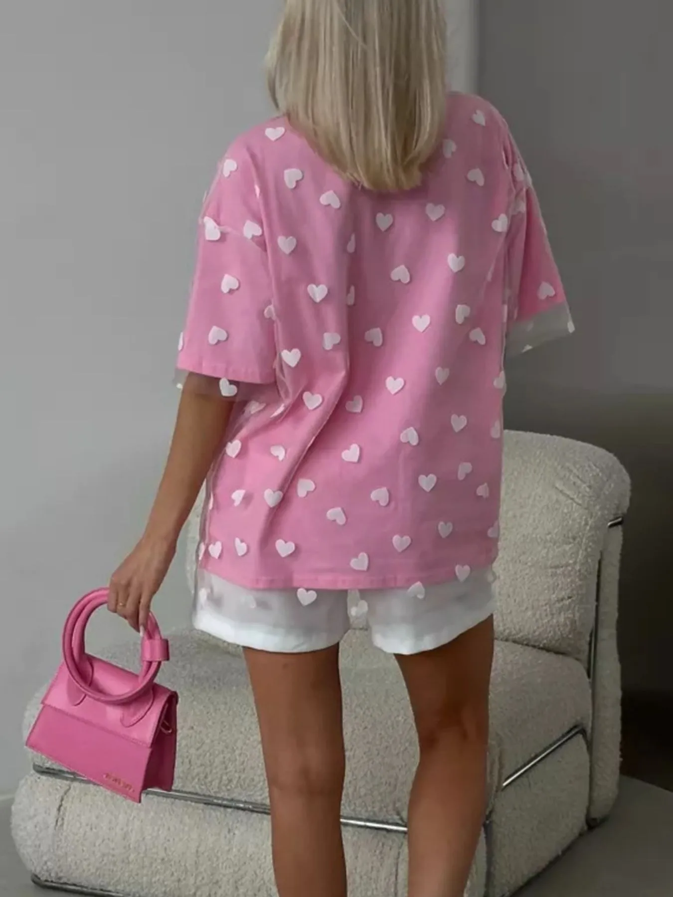 Heart Print Oversized T-Shirt - Image 7