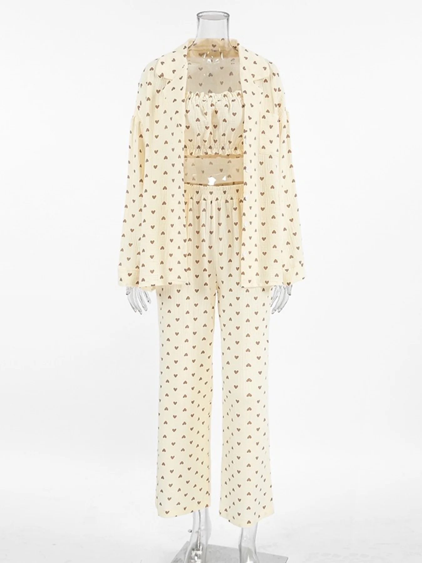 Heart Print Three-Piece Lounge Set - Image 7