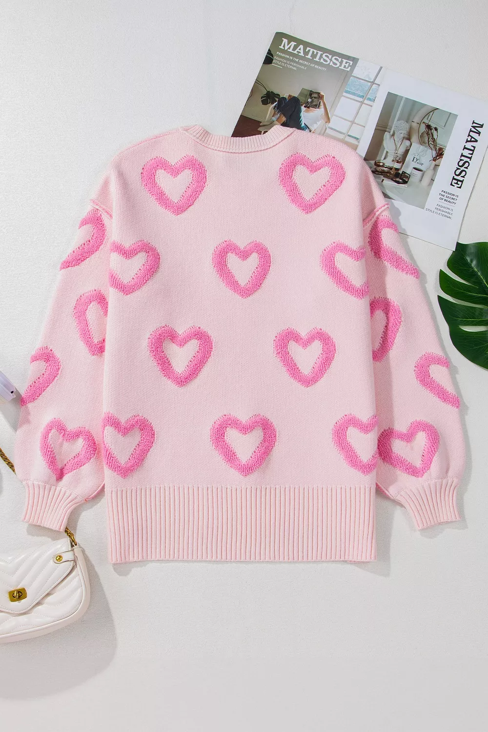 Heart Shape Bubble Sleeve Baggy Sweater - Image 9