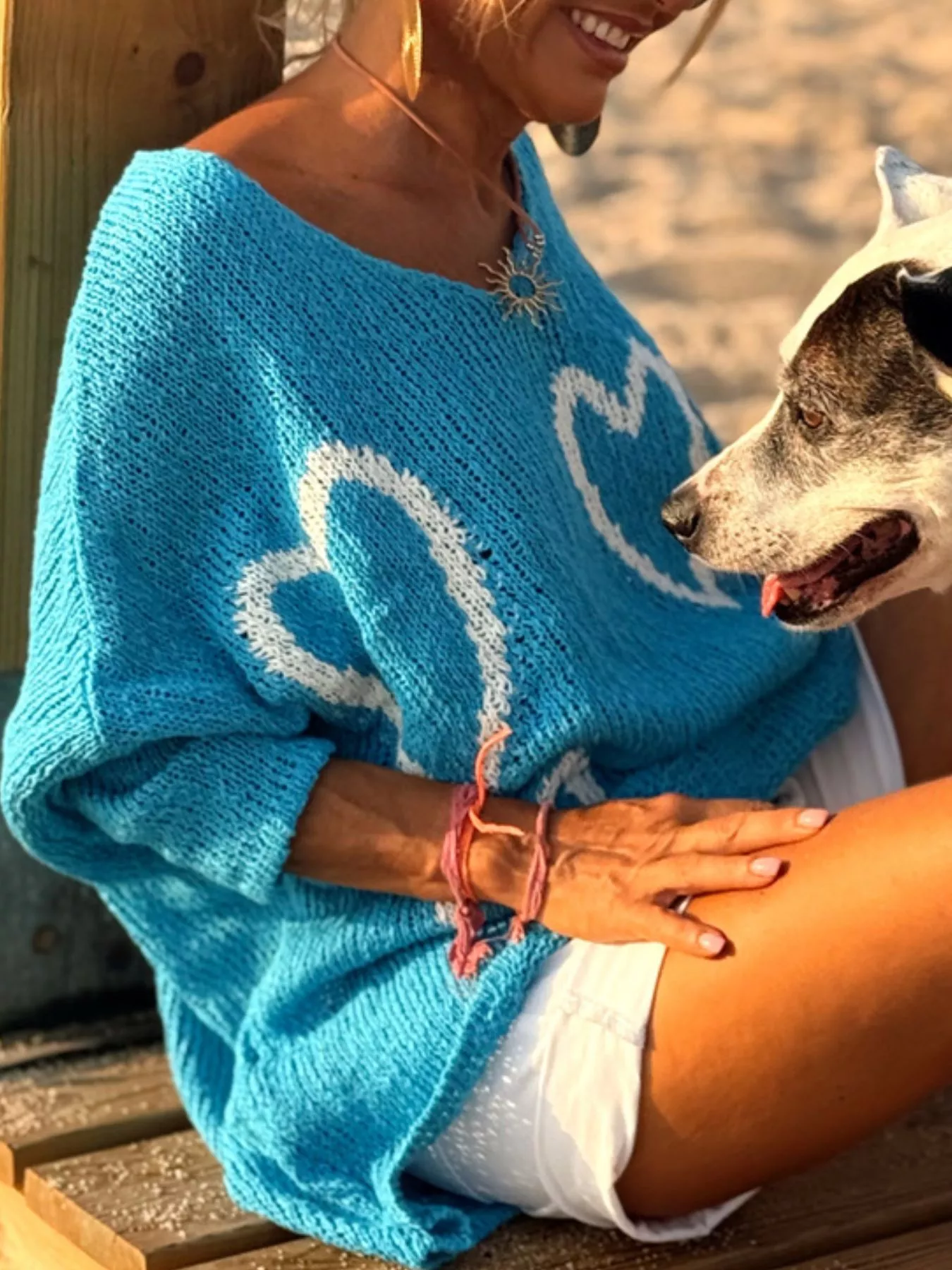 Heart V-Neck Dropped Shoulder Sweater - Image 11