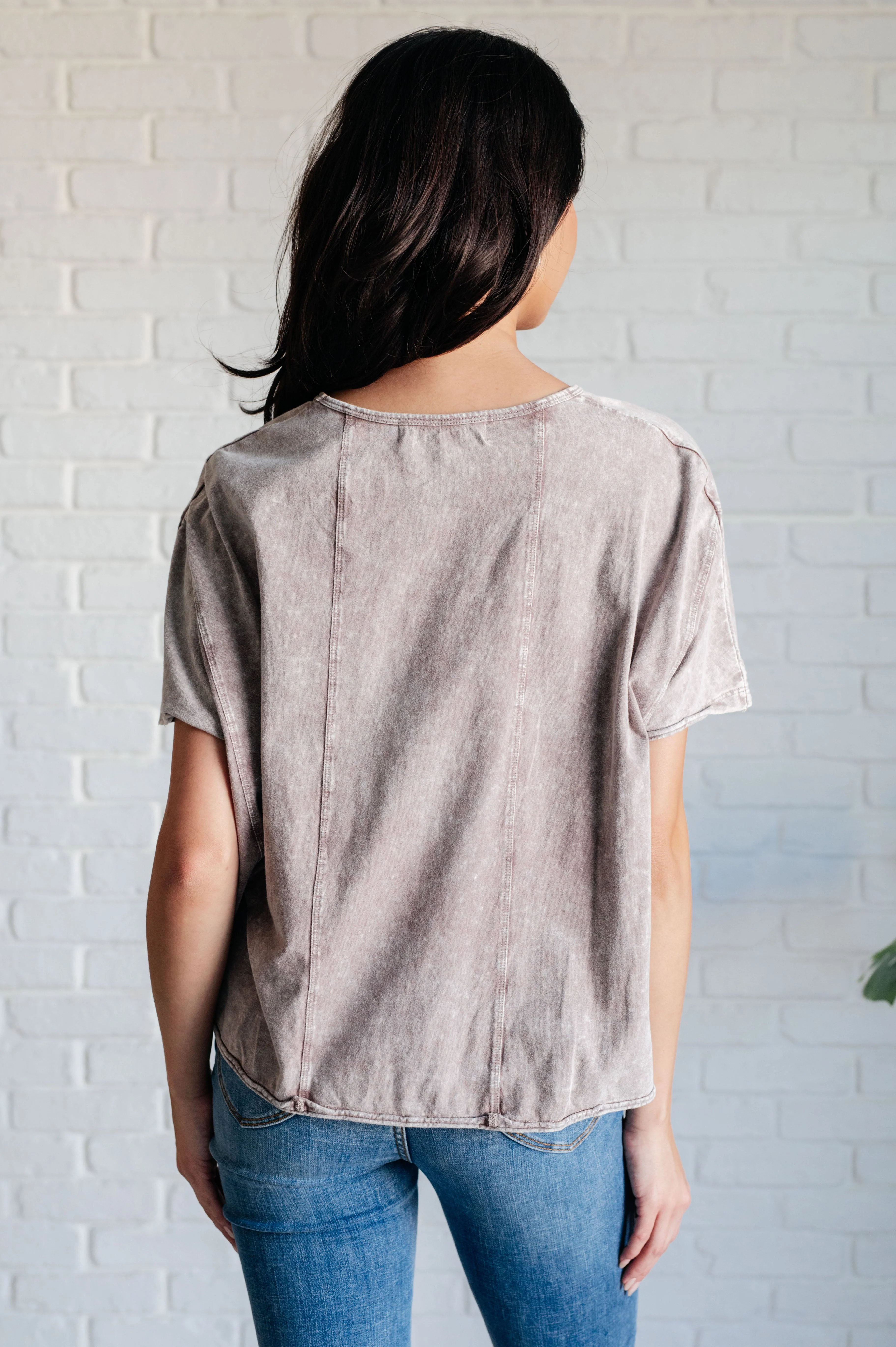 Here for the Vibes Mineral Wash Spliced Tee - Image 5