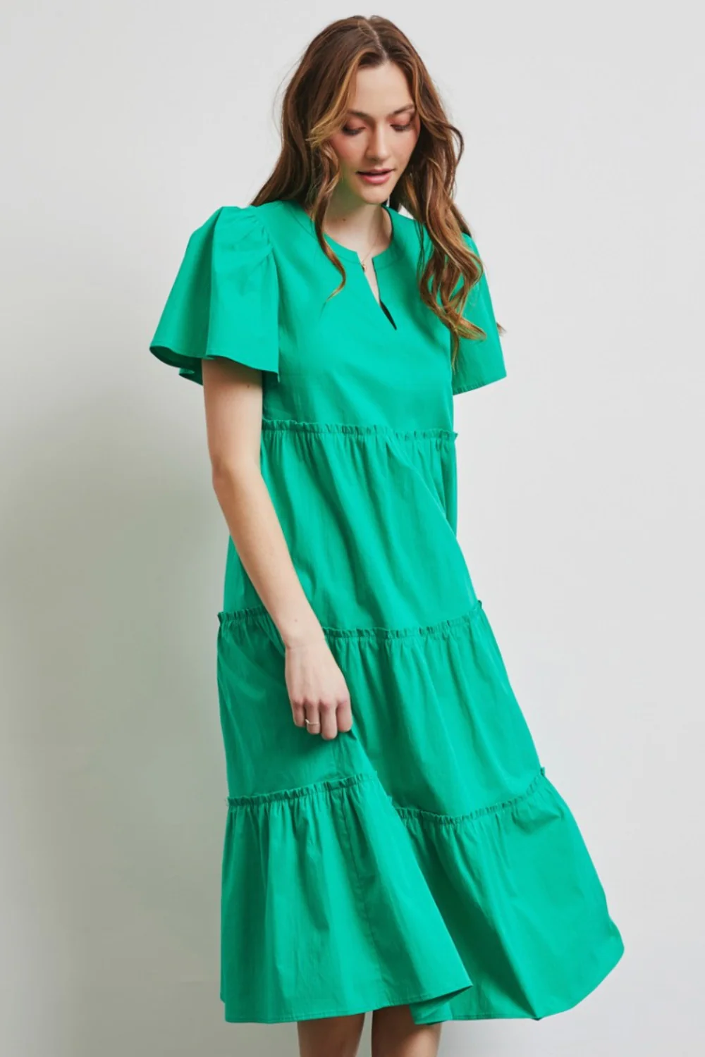 HEYSON Full Size Cotton Poplin Ruffled Tiered Midi Dress - Image 6