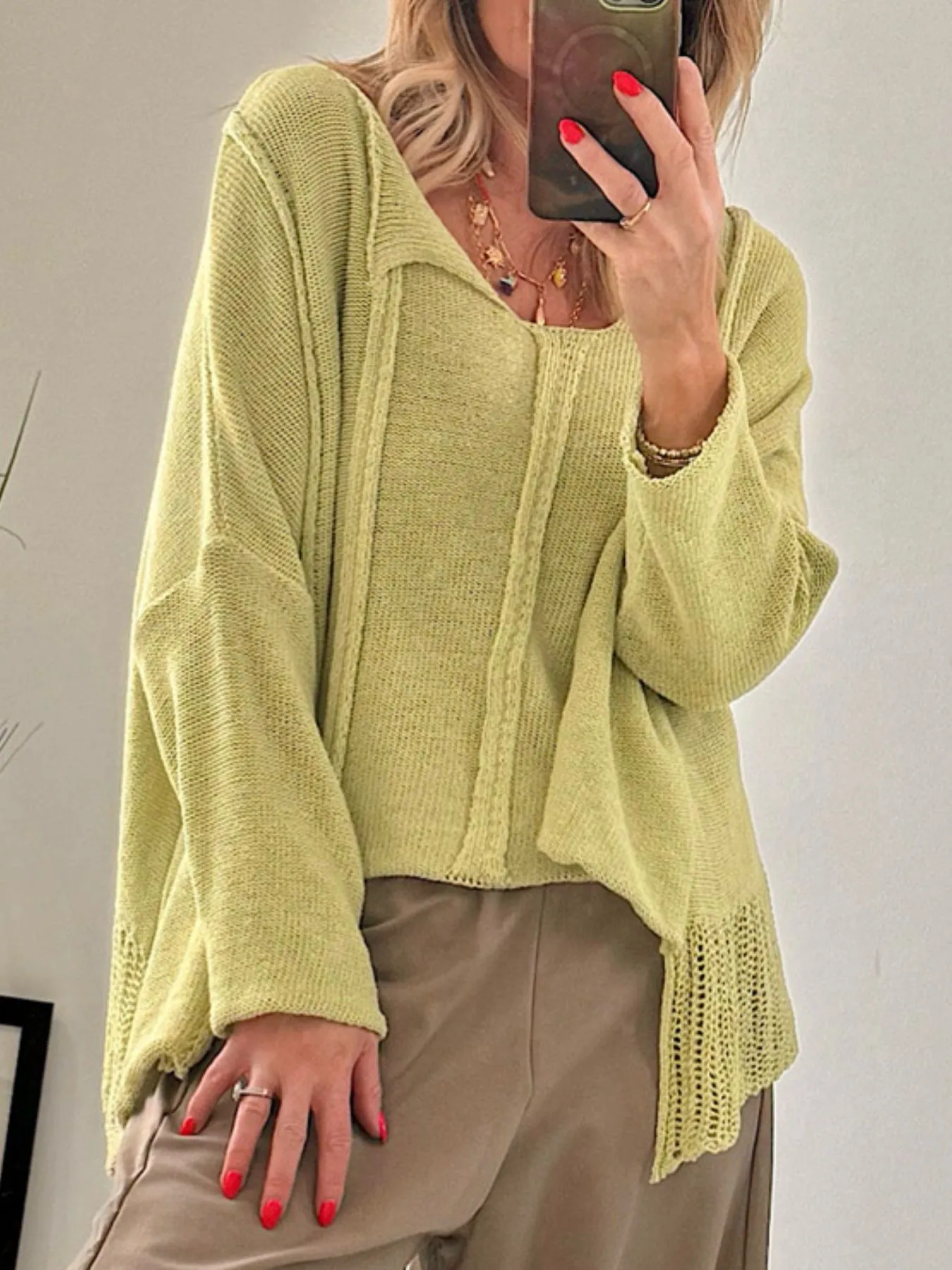 High-Low Drop Shoulder Sweater - Image 5