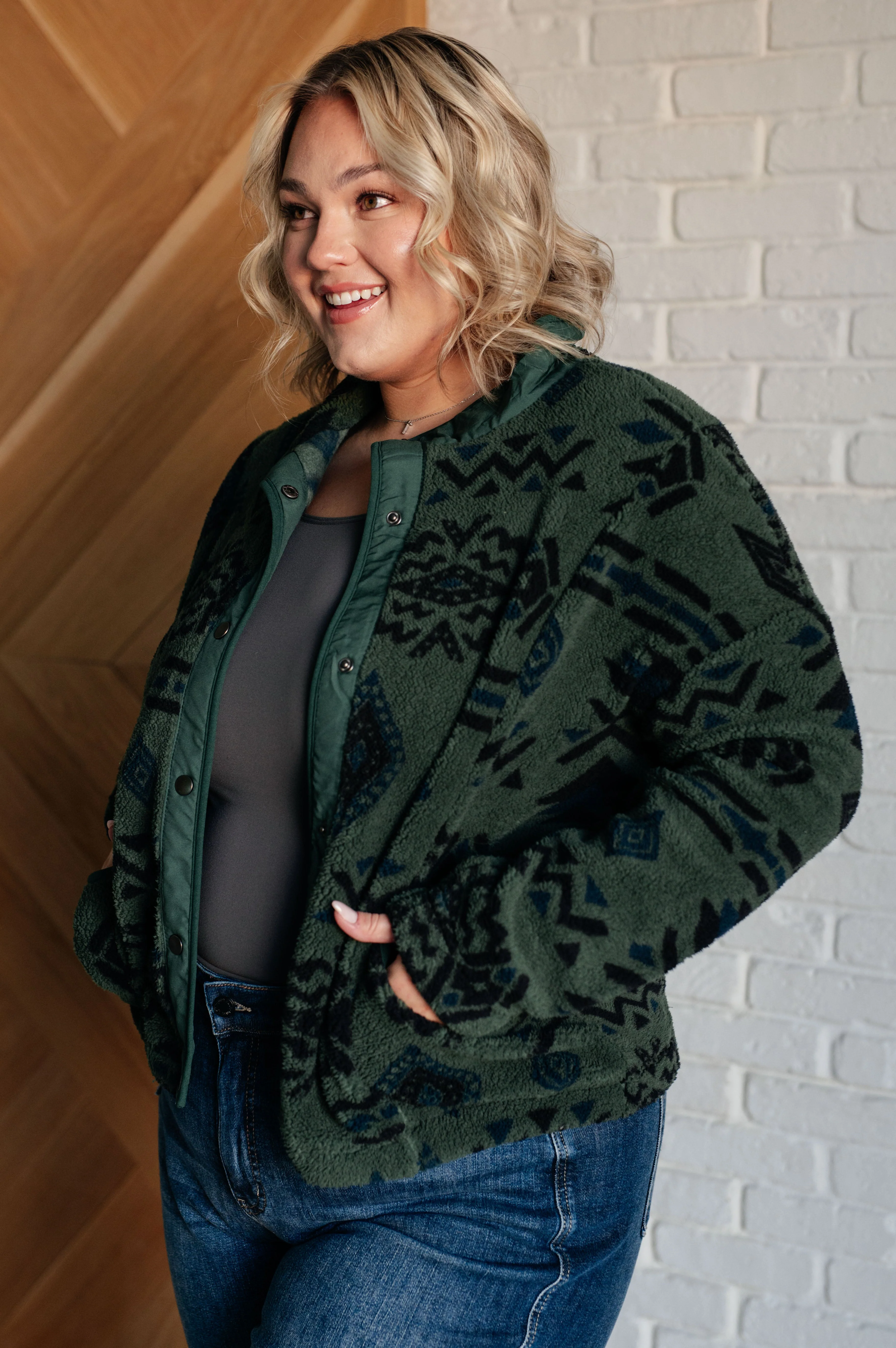 High Perspective Geometric Fleece Jacket - Image 6