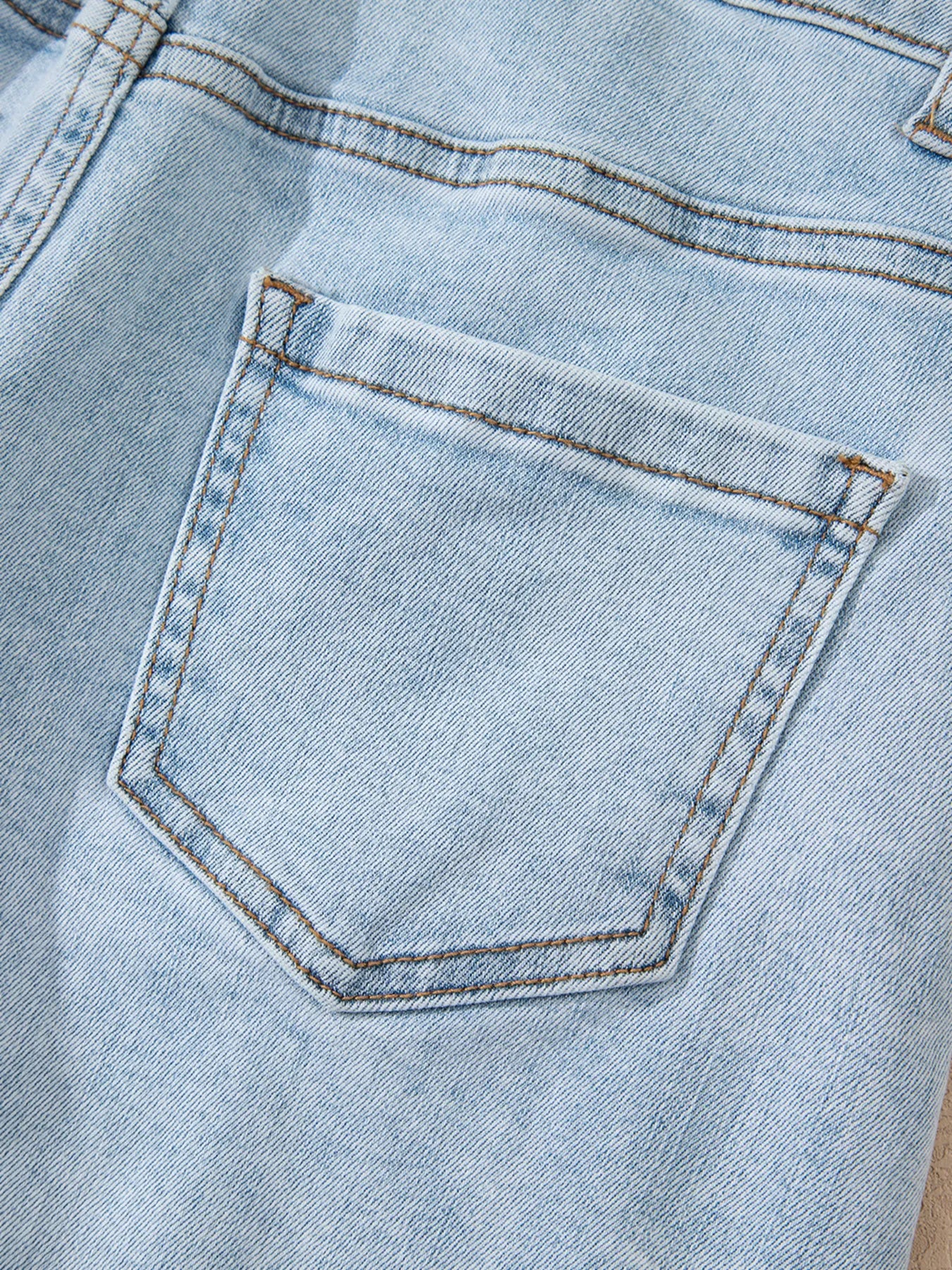 High Rise Distressed Raw Hem Denim Shorts - Image 9