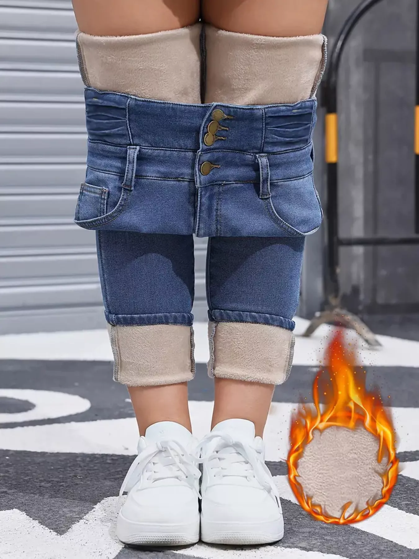 High Waist Button Fly Skinny Jeans - Image 7