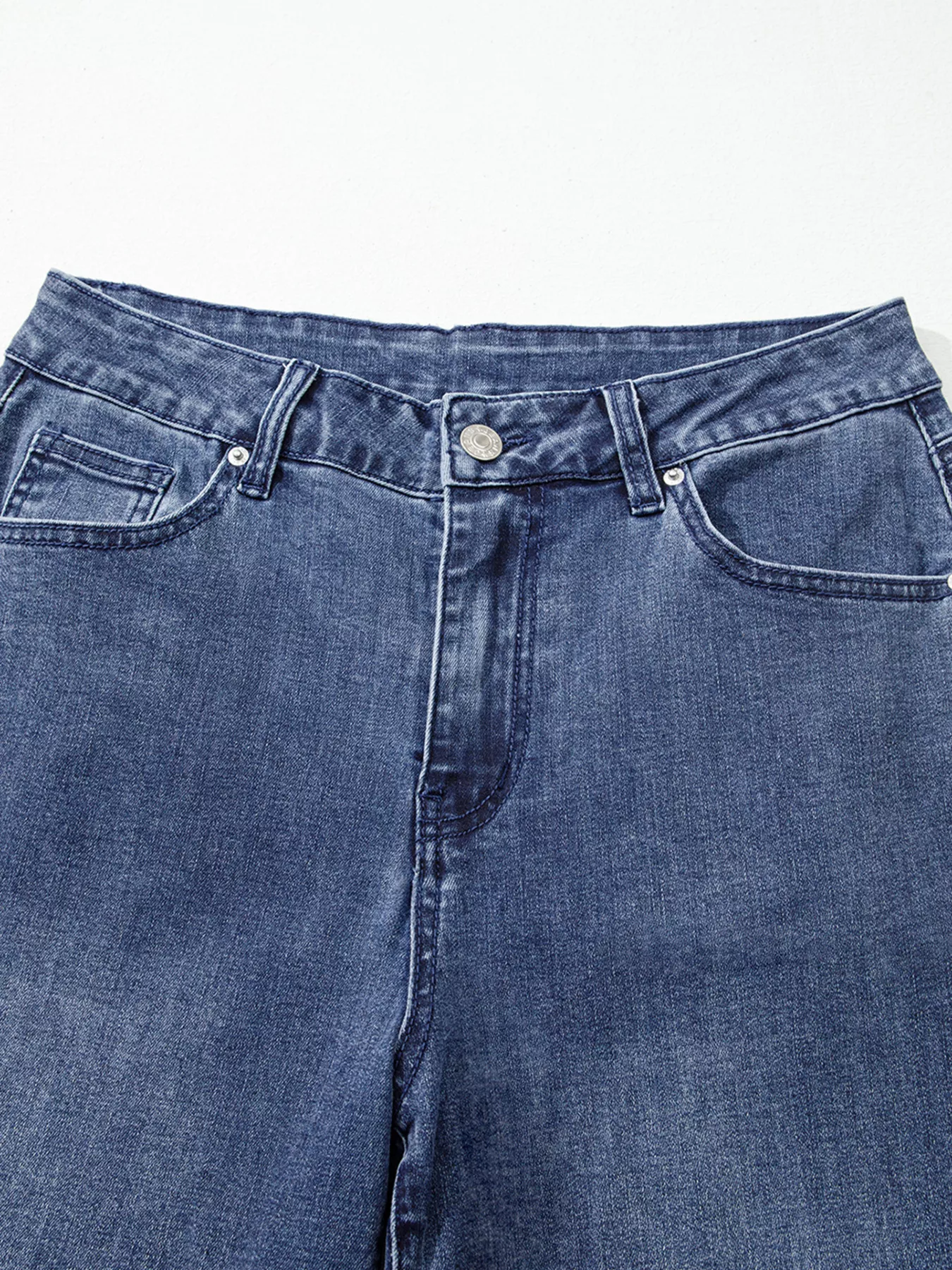 High Waist Button Zip Flare Leg Jeans - Image 5