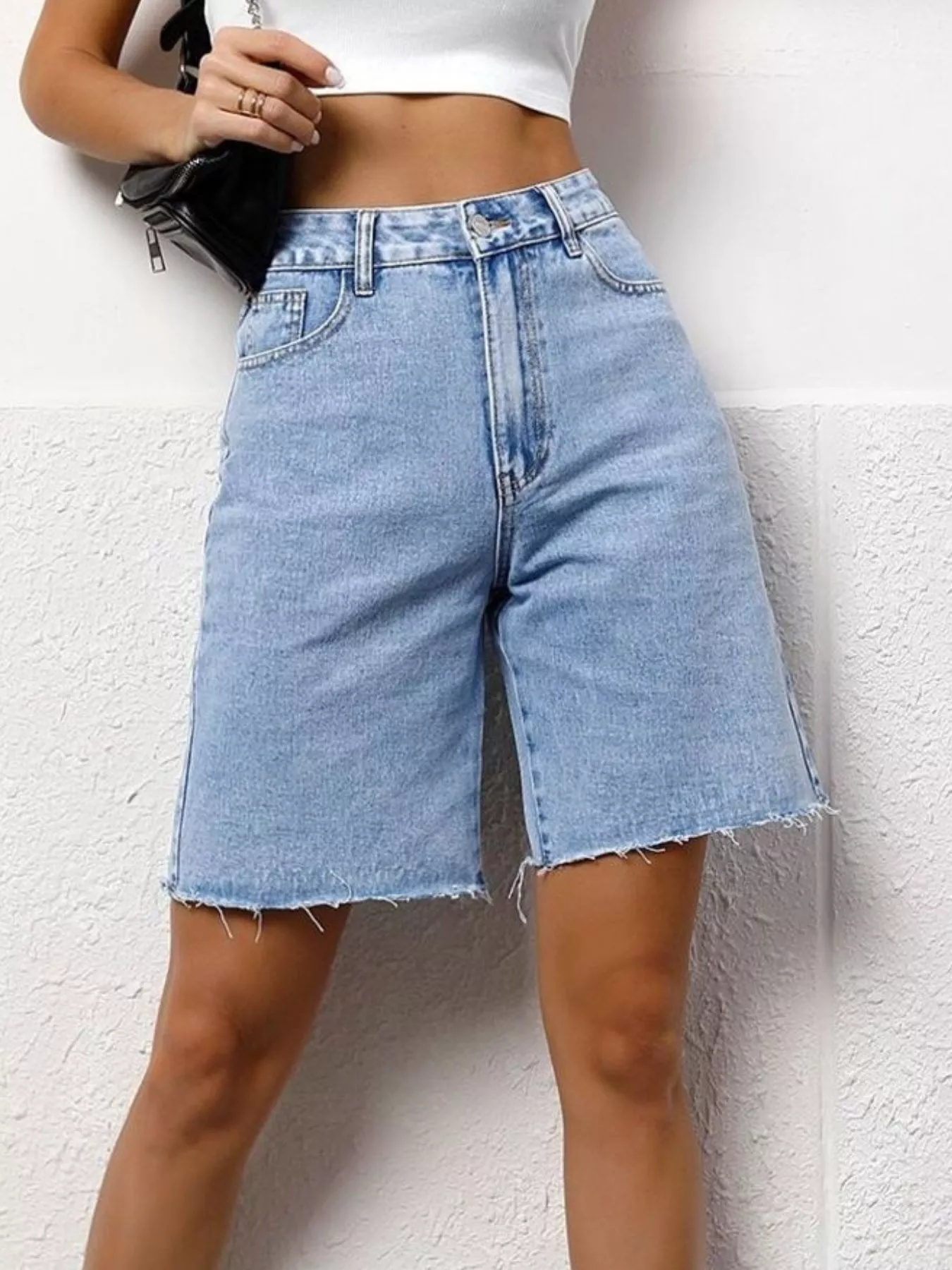 High Waist Denim Shorts - Image 2