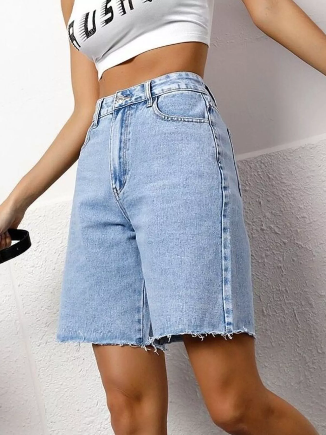 High Waist Denim Shorts - Image 3