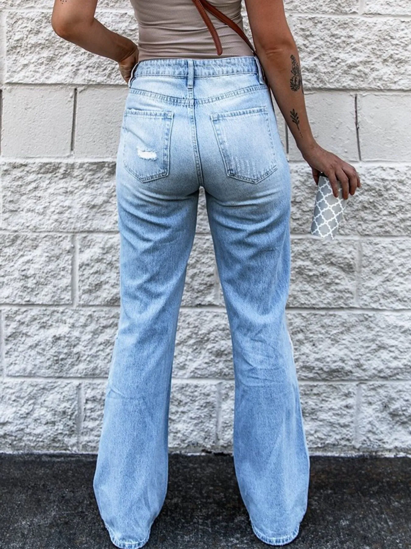 High Waist Distressed Jeans - Image 3