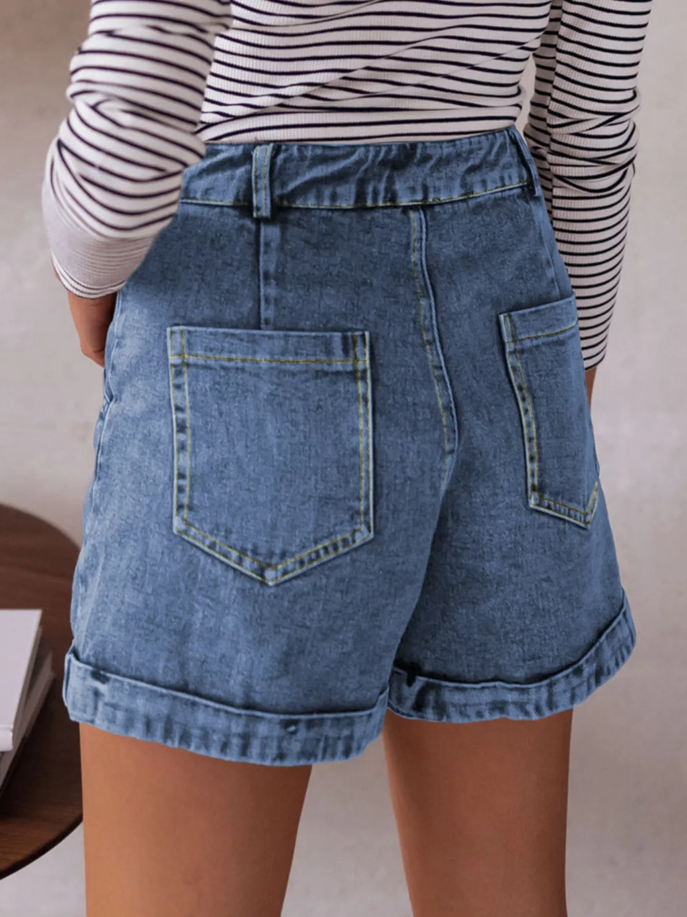 High-Waisted Denim Shorts - Image 2