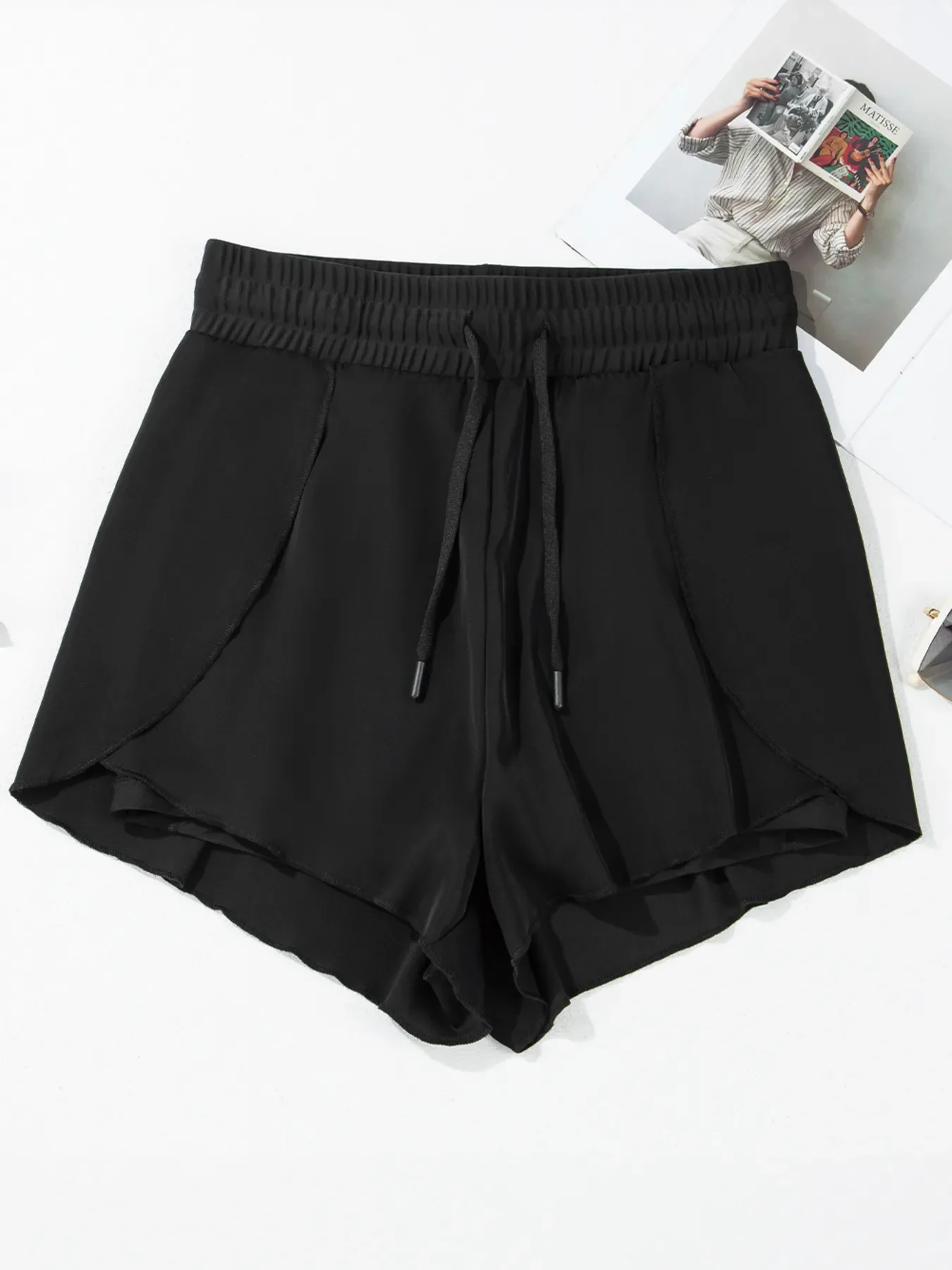 High Waisted Drawstring Swim Shorts - Image 6