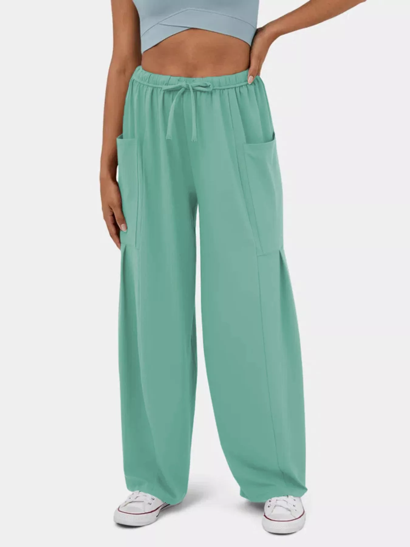 High-Waisted Drawstring Wide-Leg Pants - Image 2