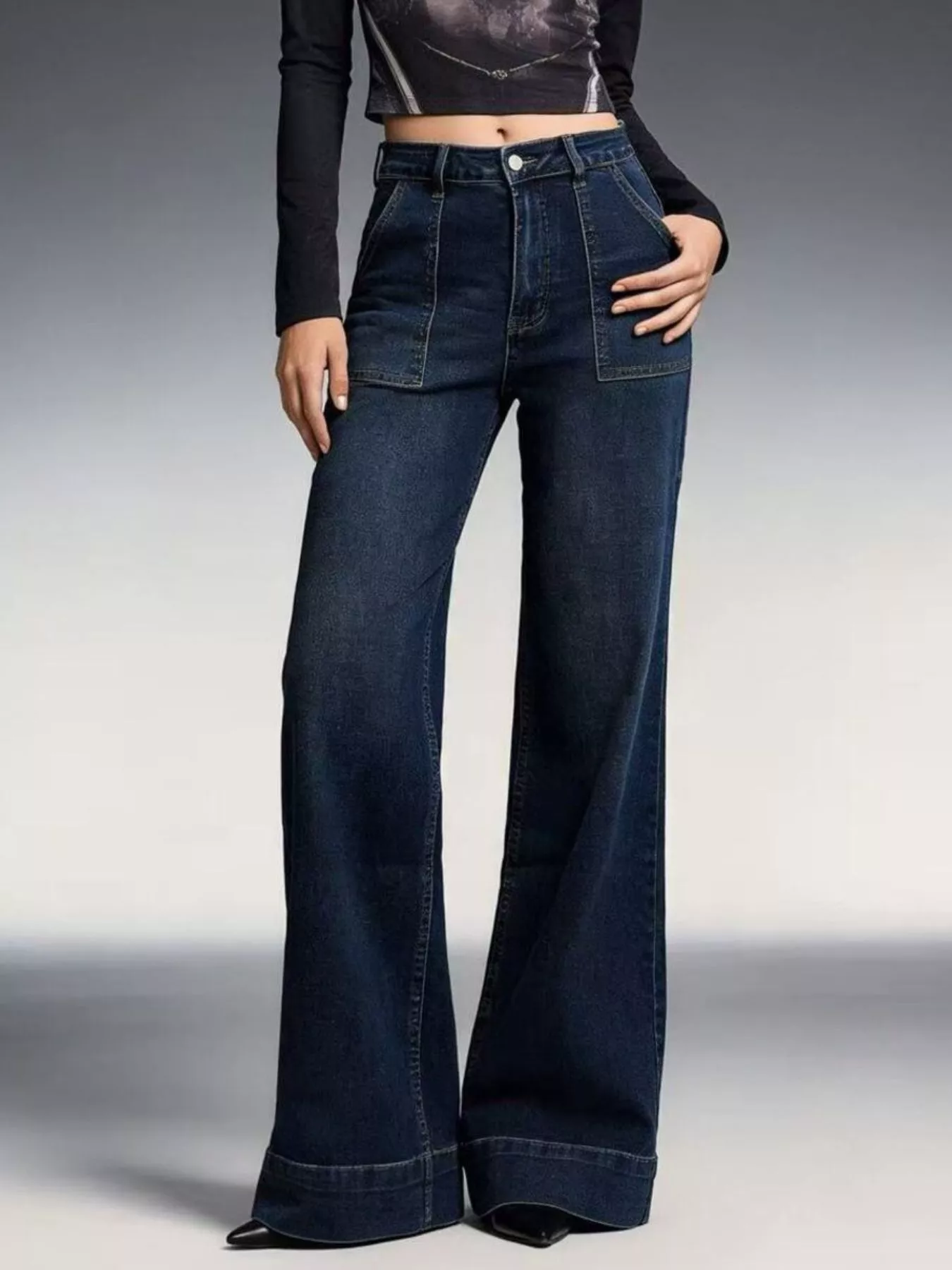 High-Waisted Flare Leg Jeans