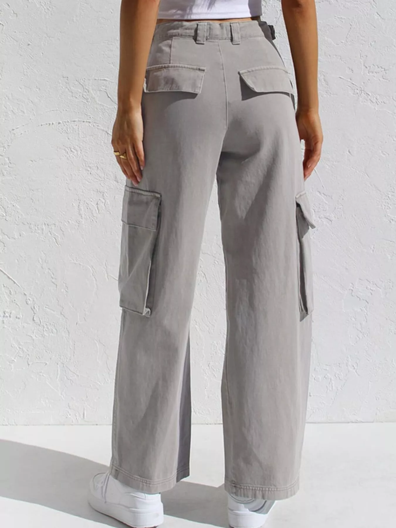 High-Waisted Wide Leg Cargo Jeans - Image 22