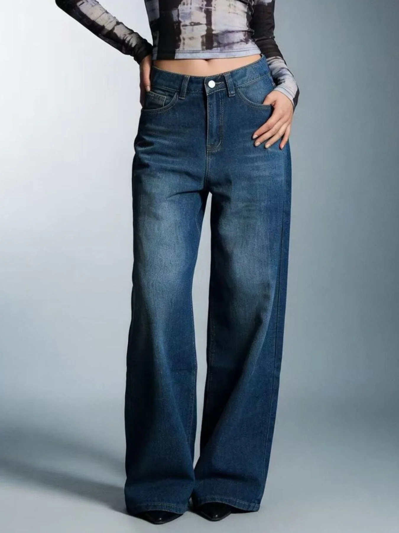 High-Waisted Wide Leg Jeans - Image 2