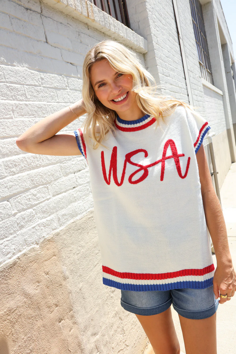 Holiday Ready Red/White & Blue USA Embroidery Dolman Top - Image 16