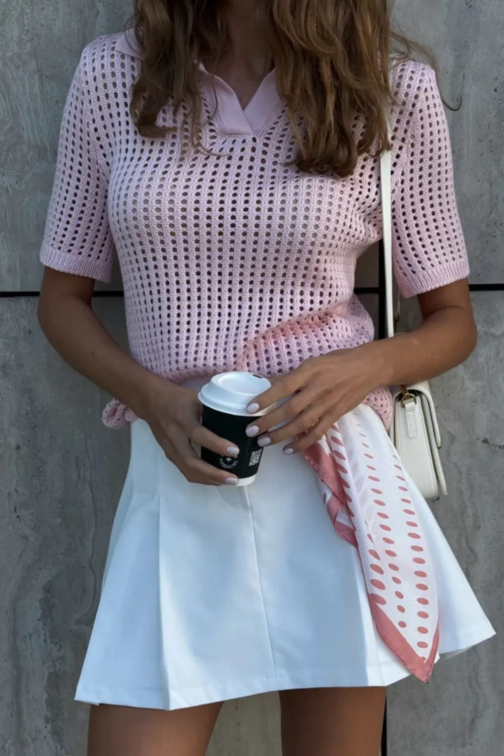 Hollow Out Short Sleeve Knit Cover Up Top - Image 3