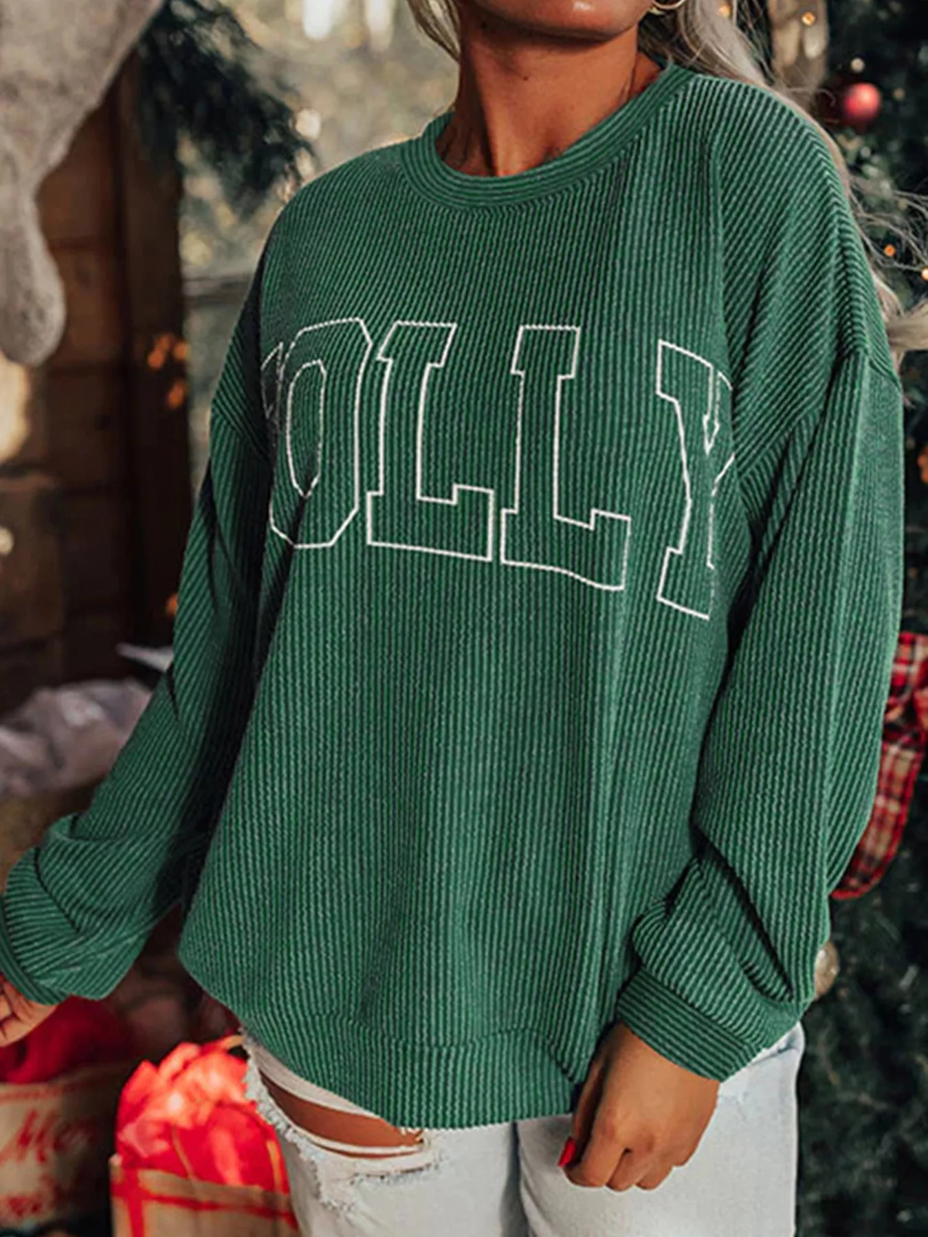 Holly Letter Round Neck Sweatshirt - Image 2