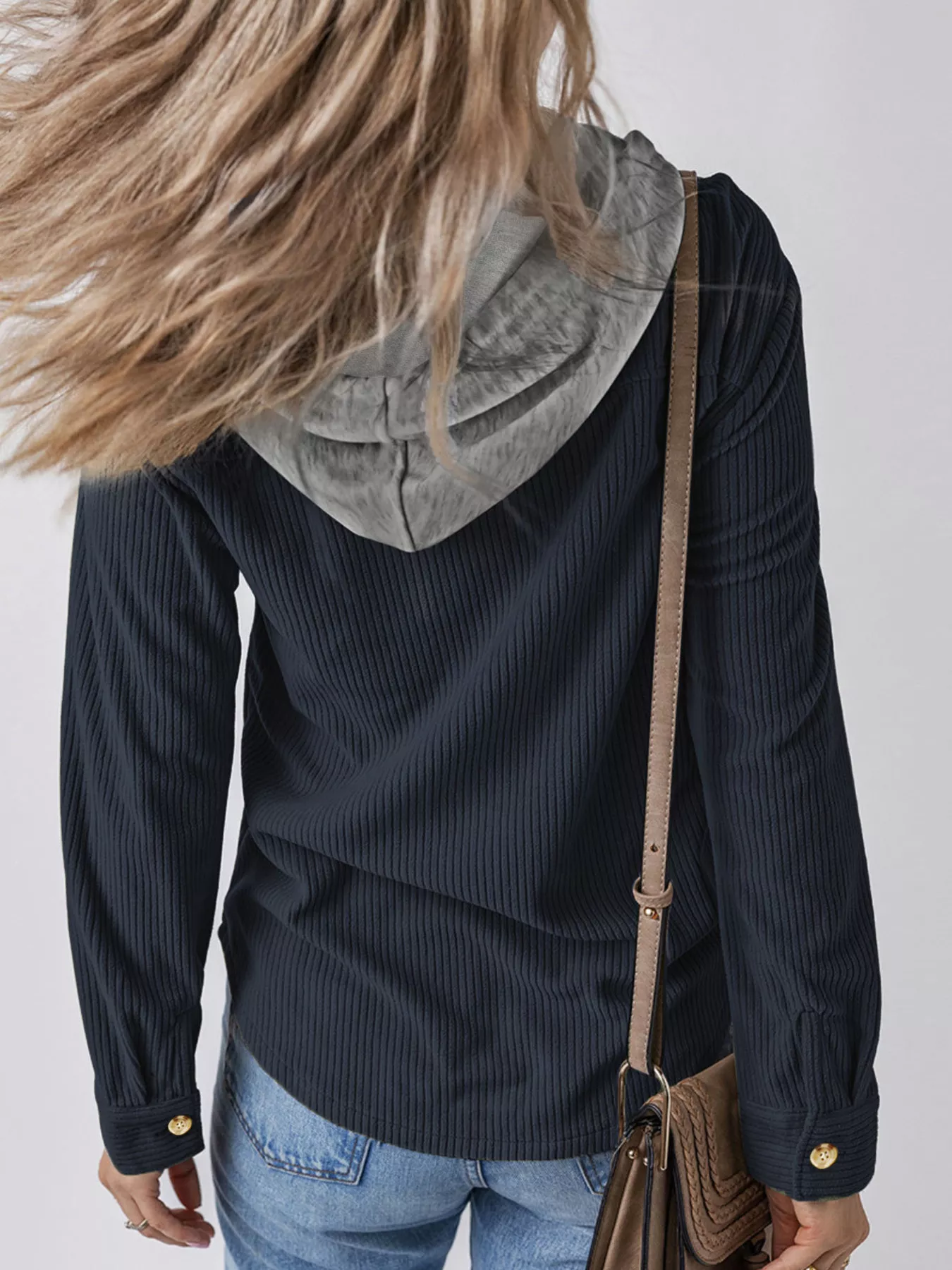 Hooded Corduroy Button-Down Jacket - Image 3