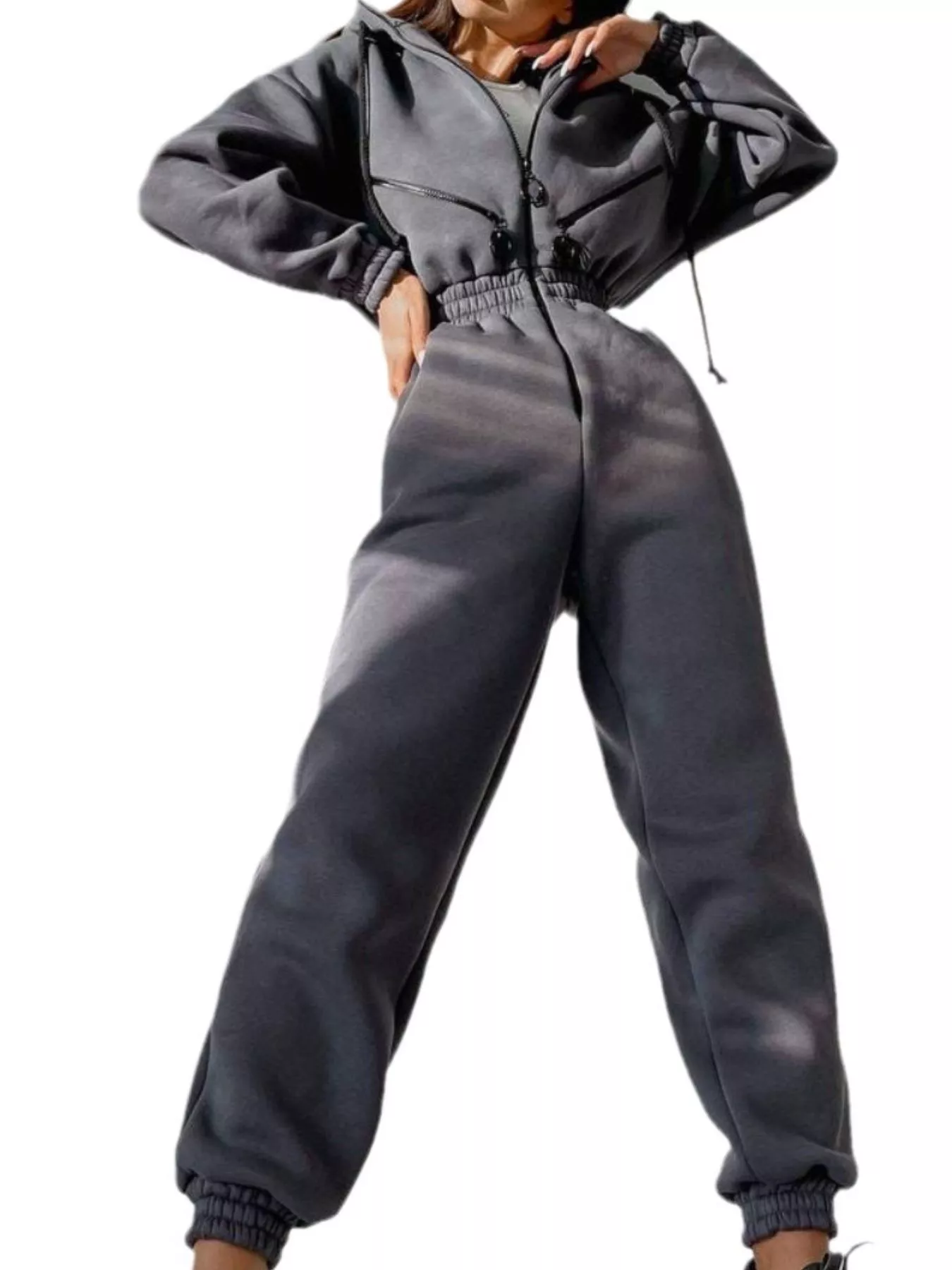 Hooded Zip-Up Long Sleeve Jumpsuit - Image 13