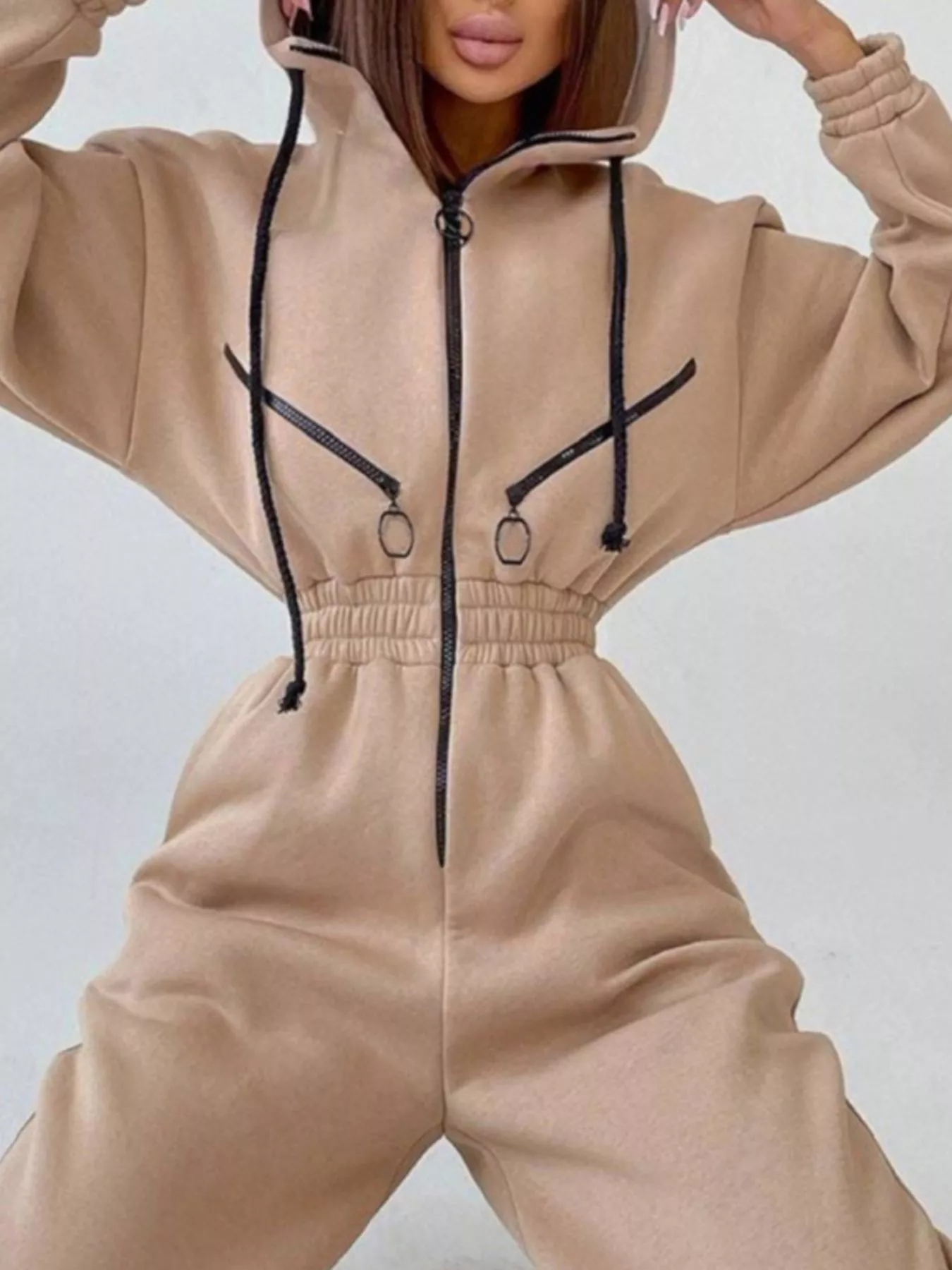 Hooded Zip-Up Long Sleeve Jumpsuit - Image 20