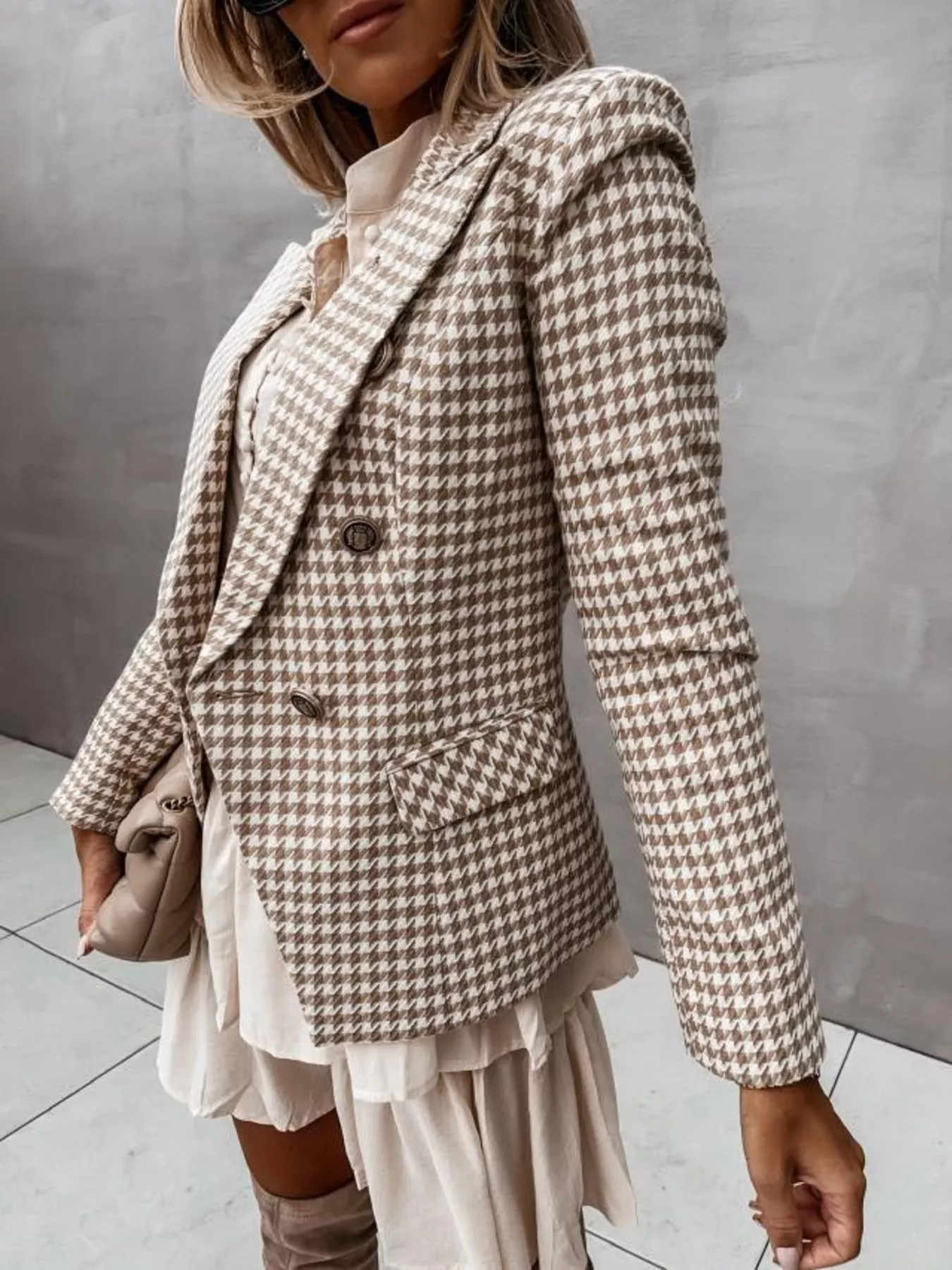 Houndstooth Double-Breasted Blazer - Image 4